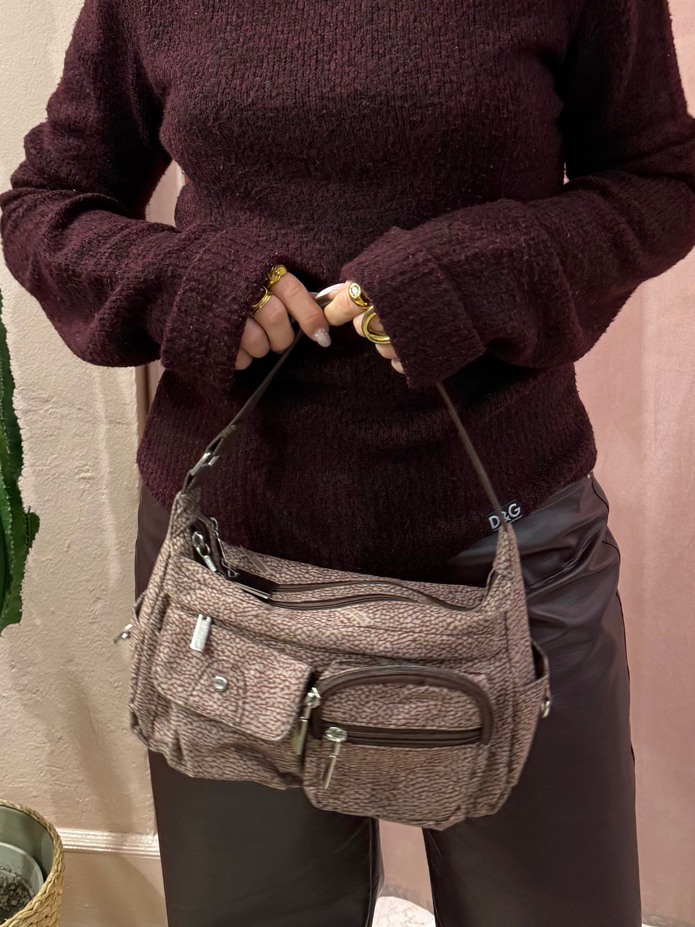 Borsa in tela 00s burgundy