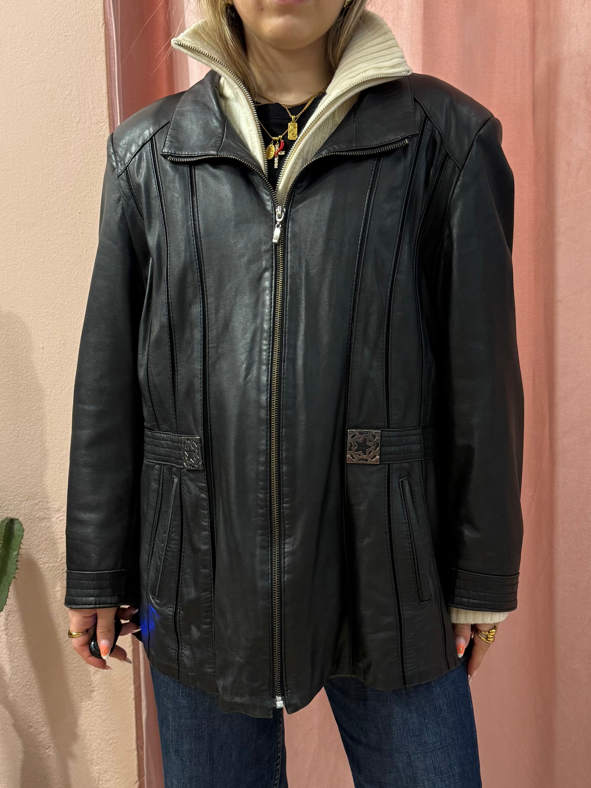 Giacca in pelle con zip