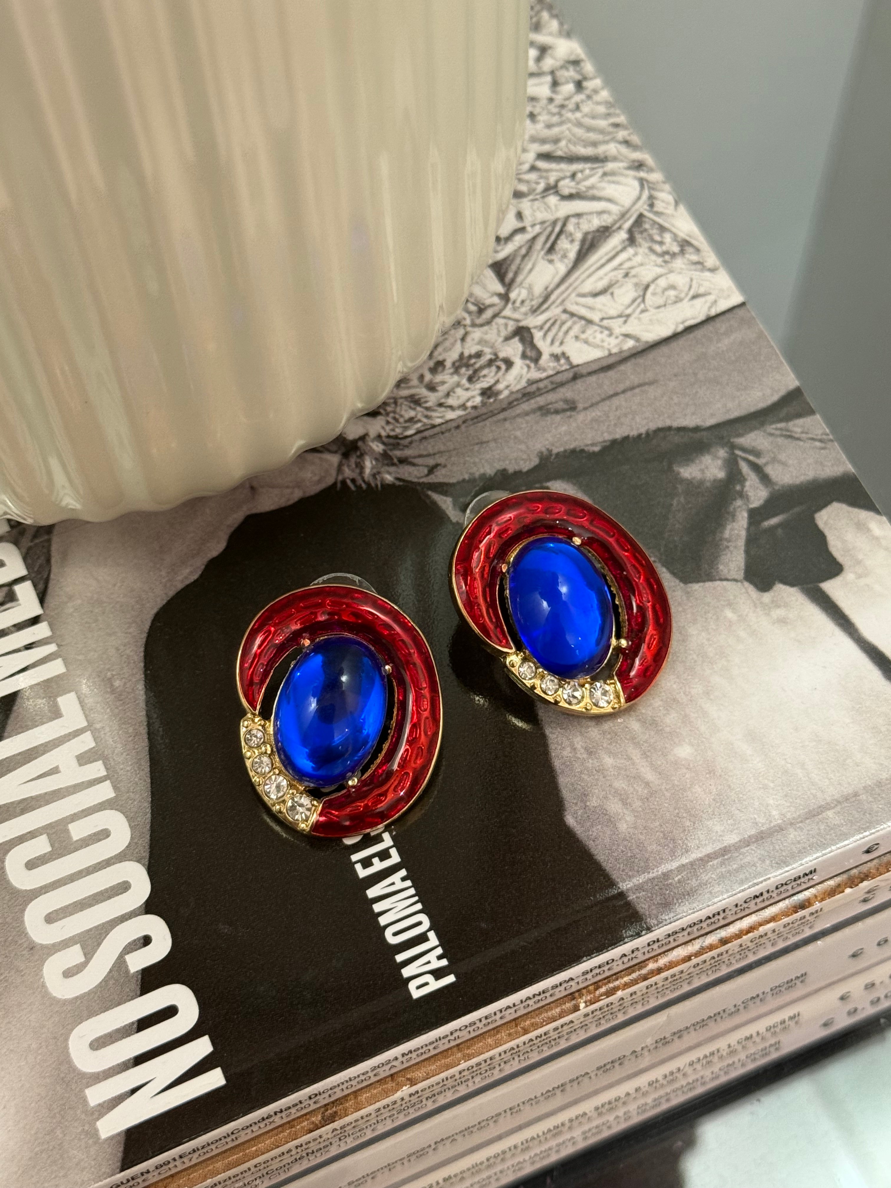 Orecchini gioiello rossi e blu | solo online