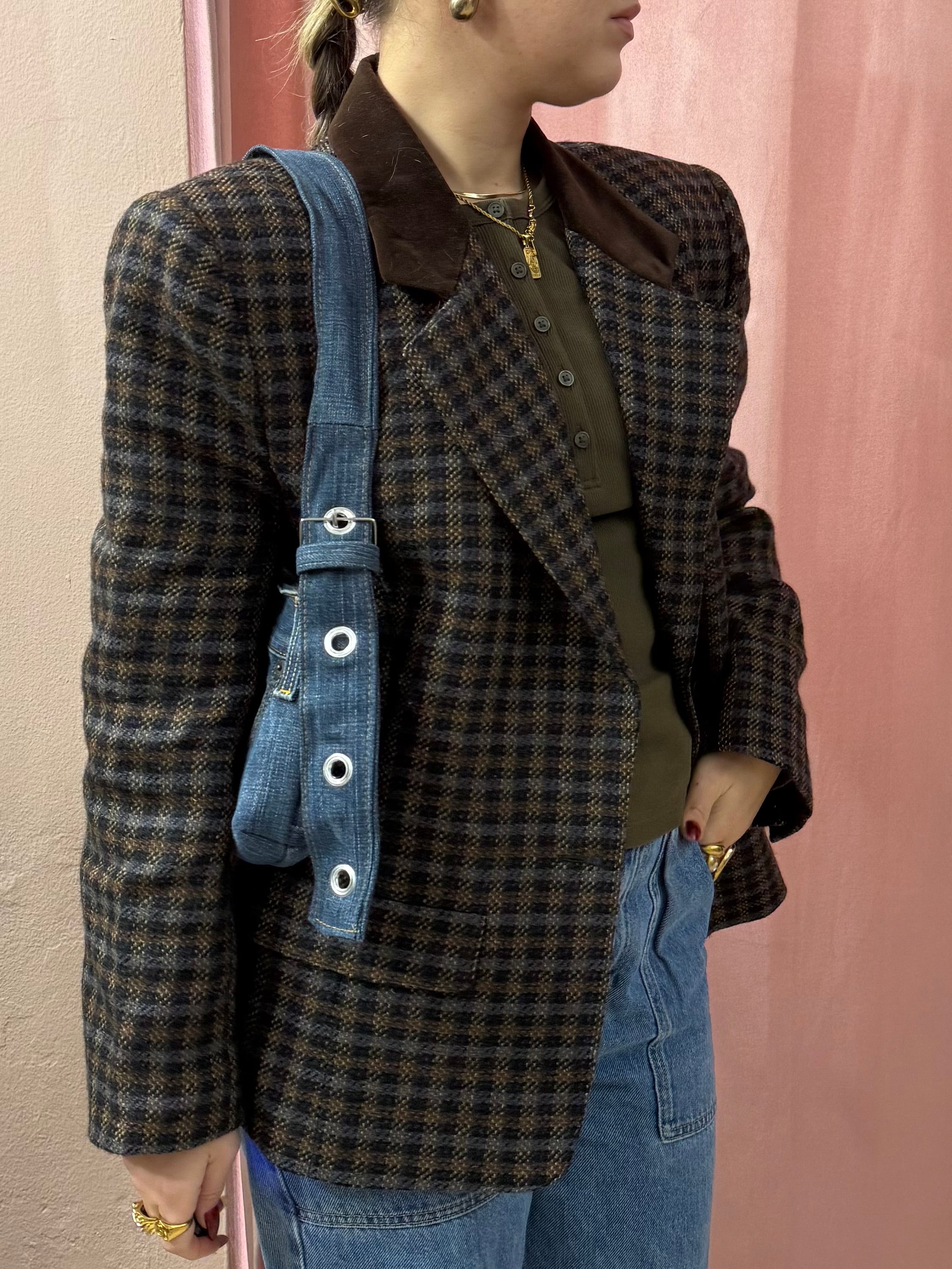 Blazer vintage in lana a quadretti