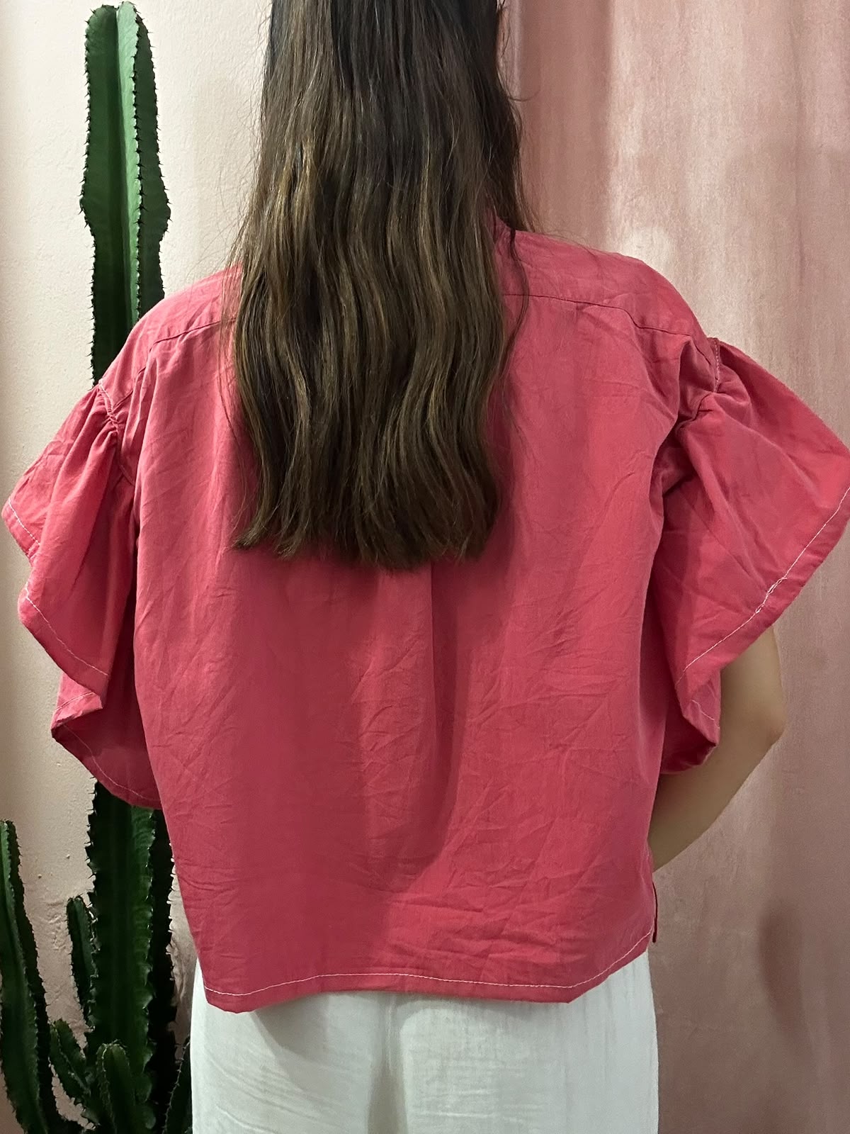 Camicia Ralph Lauren upcycling volant fragola