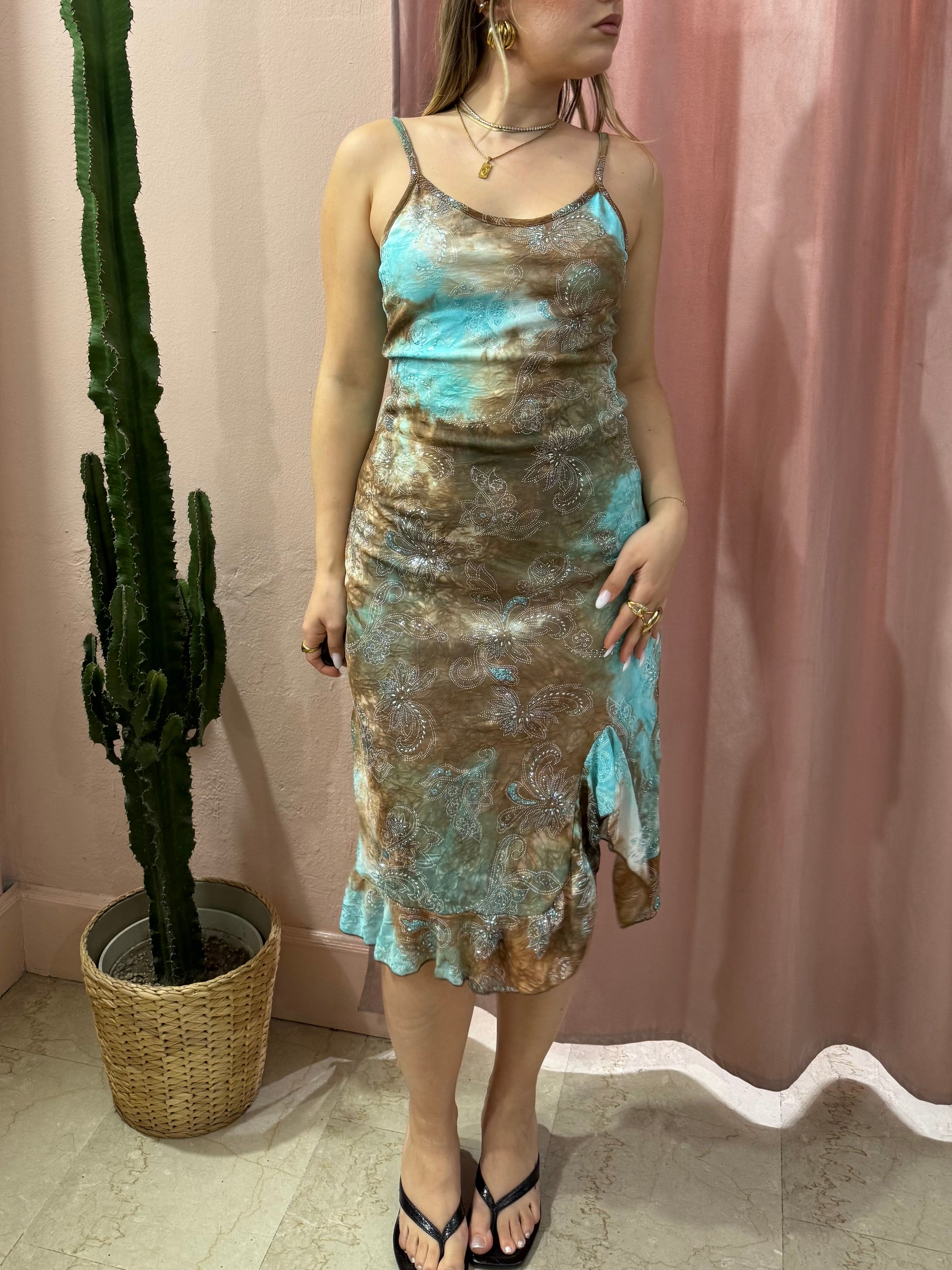 Vestito 00s asimmetrico in fantasia