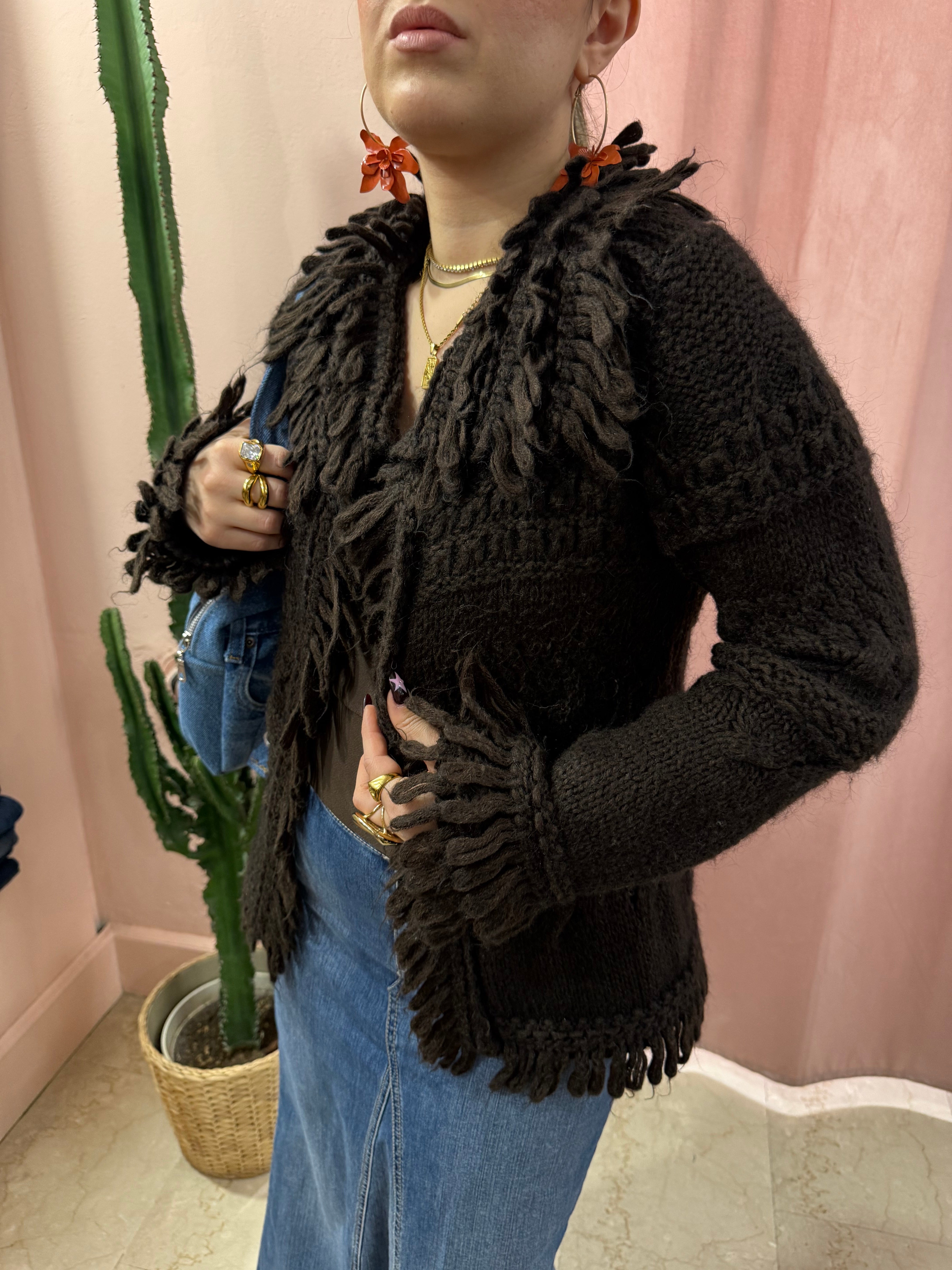 Cardigan 00s moro sfrangiato