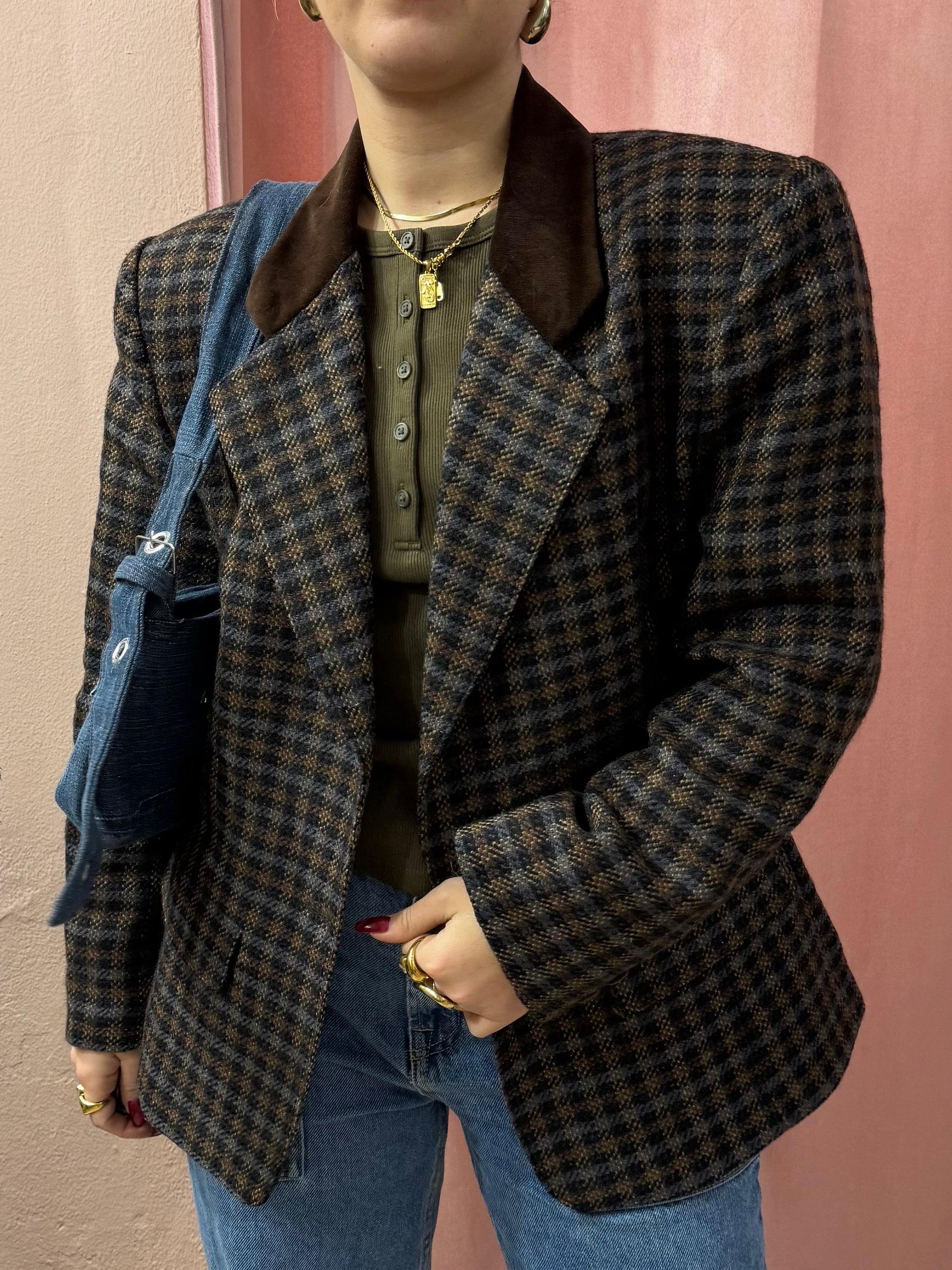 Blazer vintage in lana a quadretti