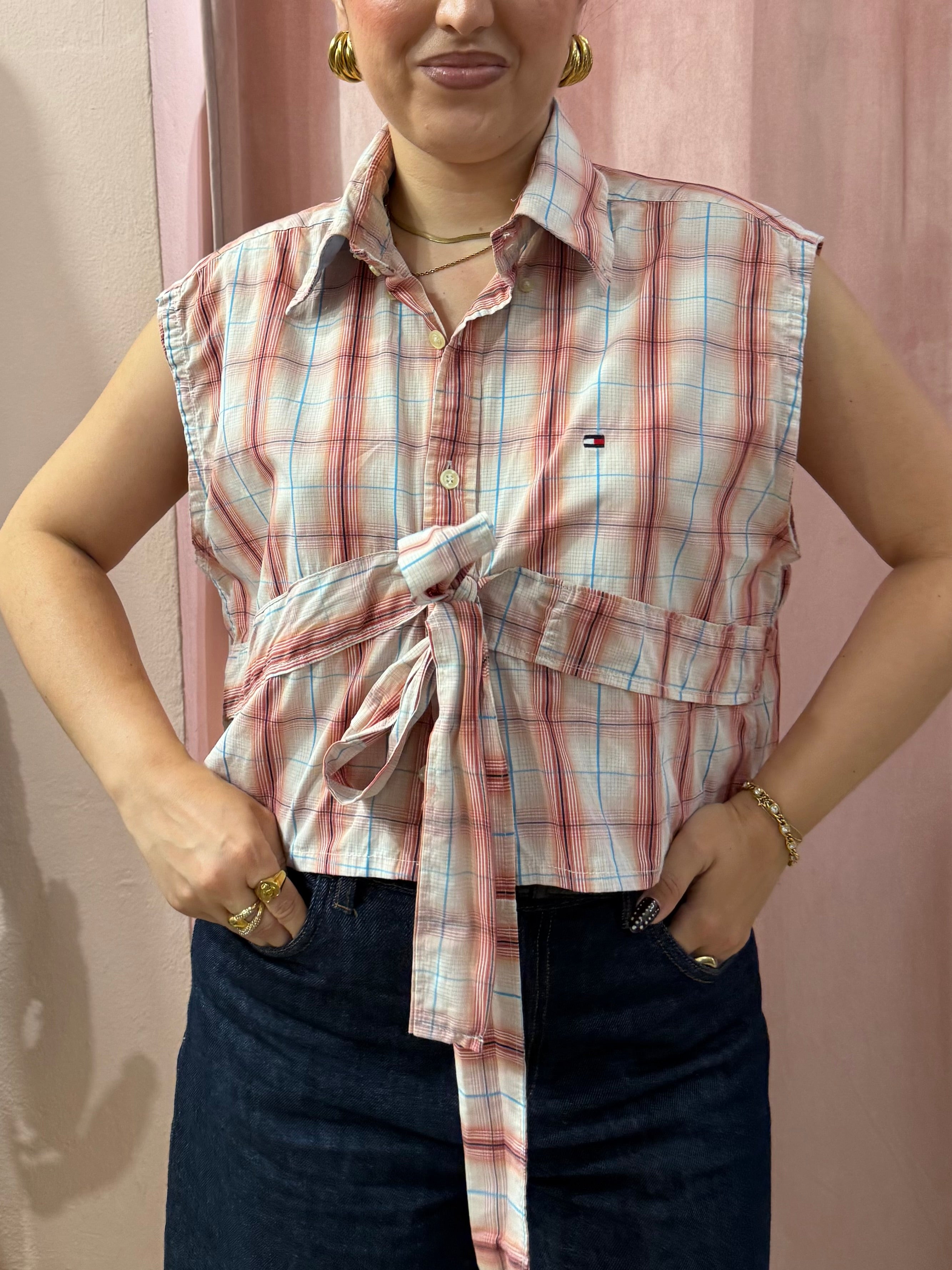 Camicia Tommy Hilfiger upcycling fiocco a quadri