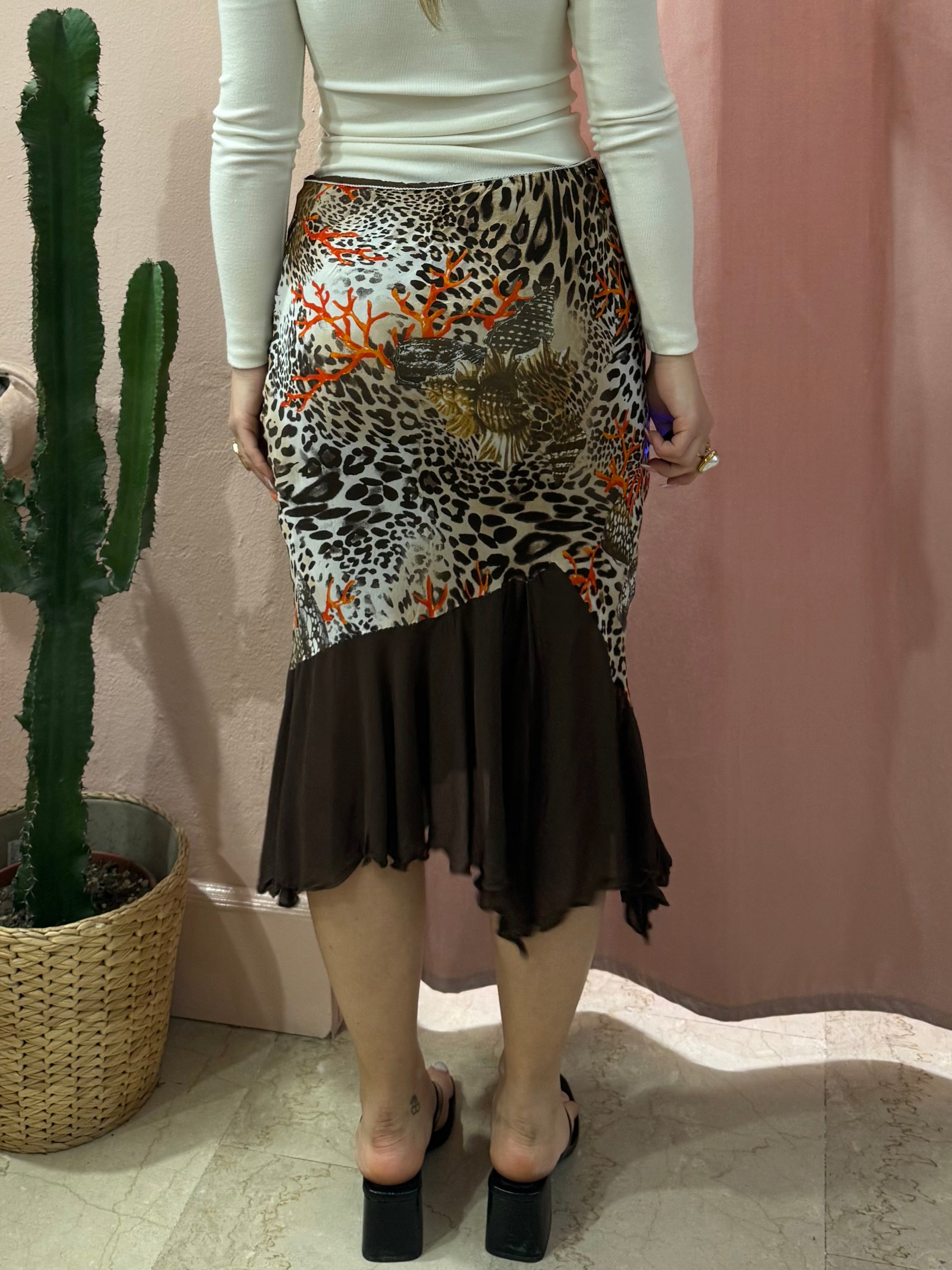 Gonna fantasia animalier asimmetrica