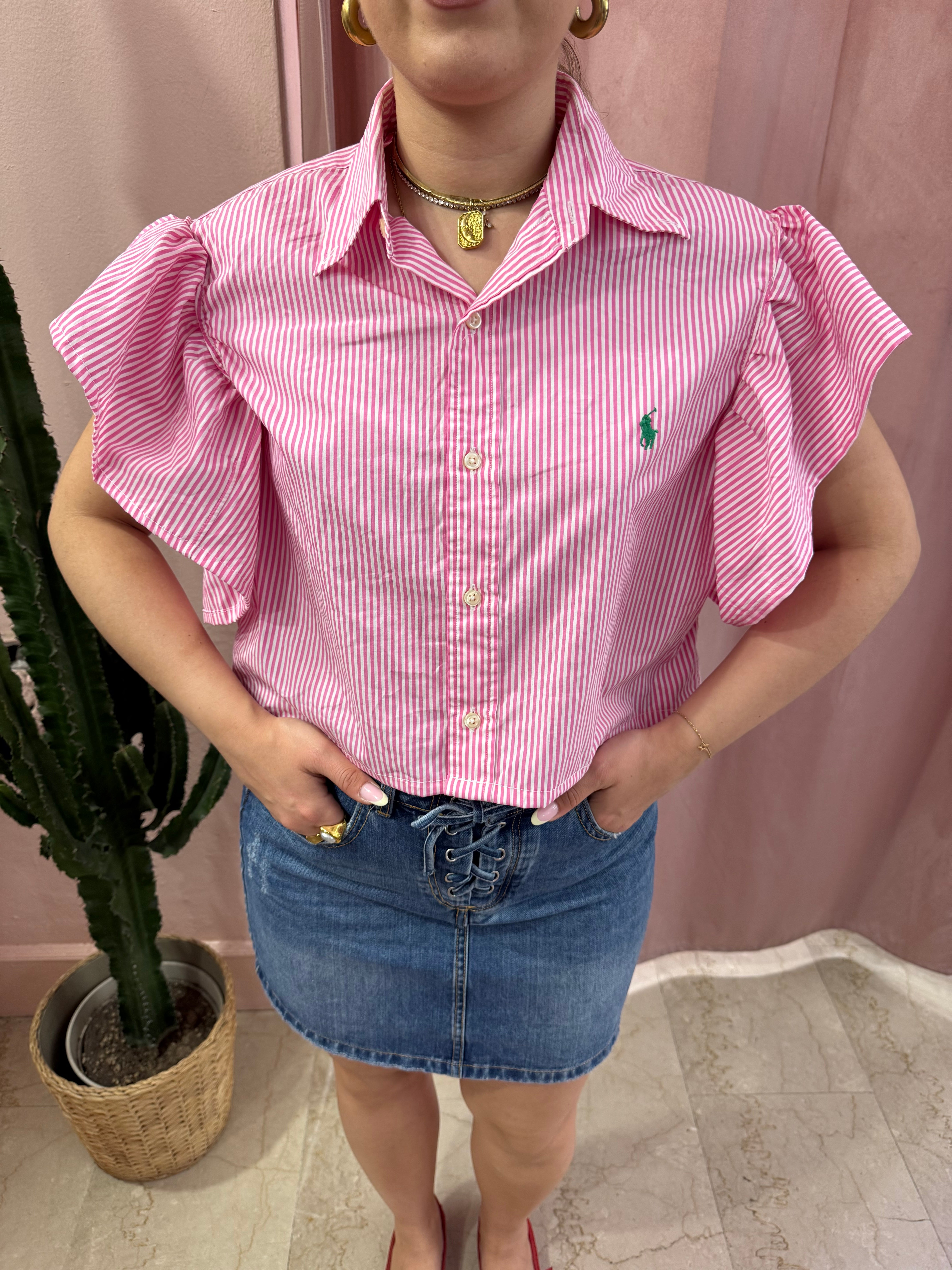 Camicia Ralph lauren upcycling rosa a righe