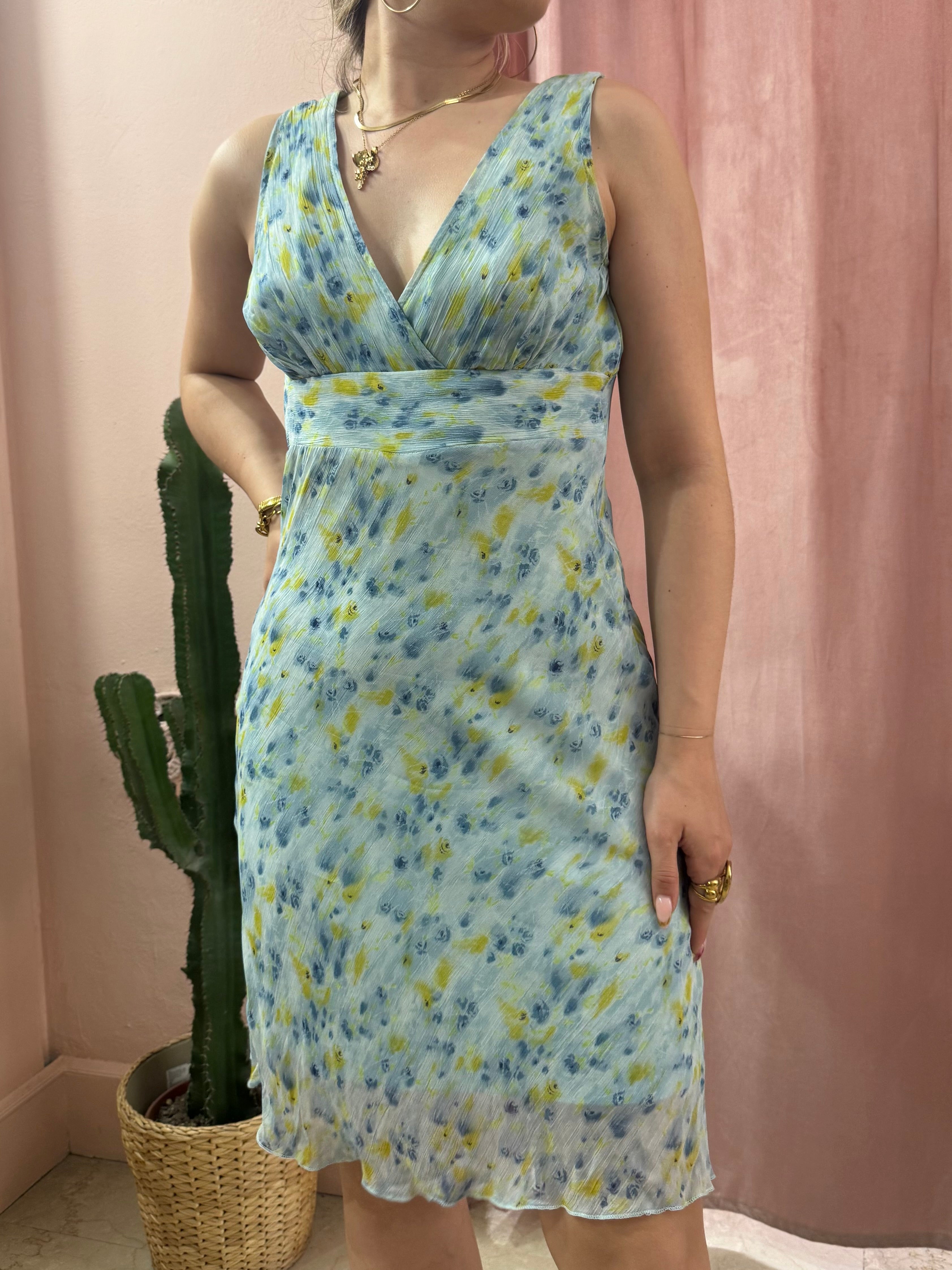 Vestito midi turchese in fantasia