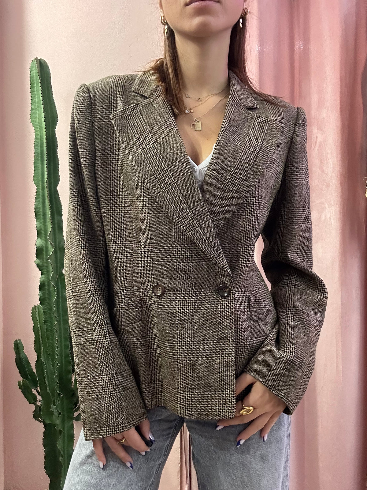 Blazer principe di galles in lana vergine