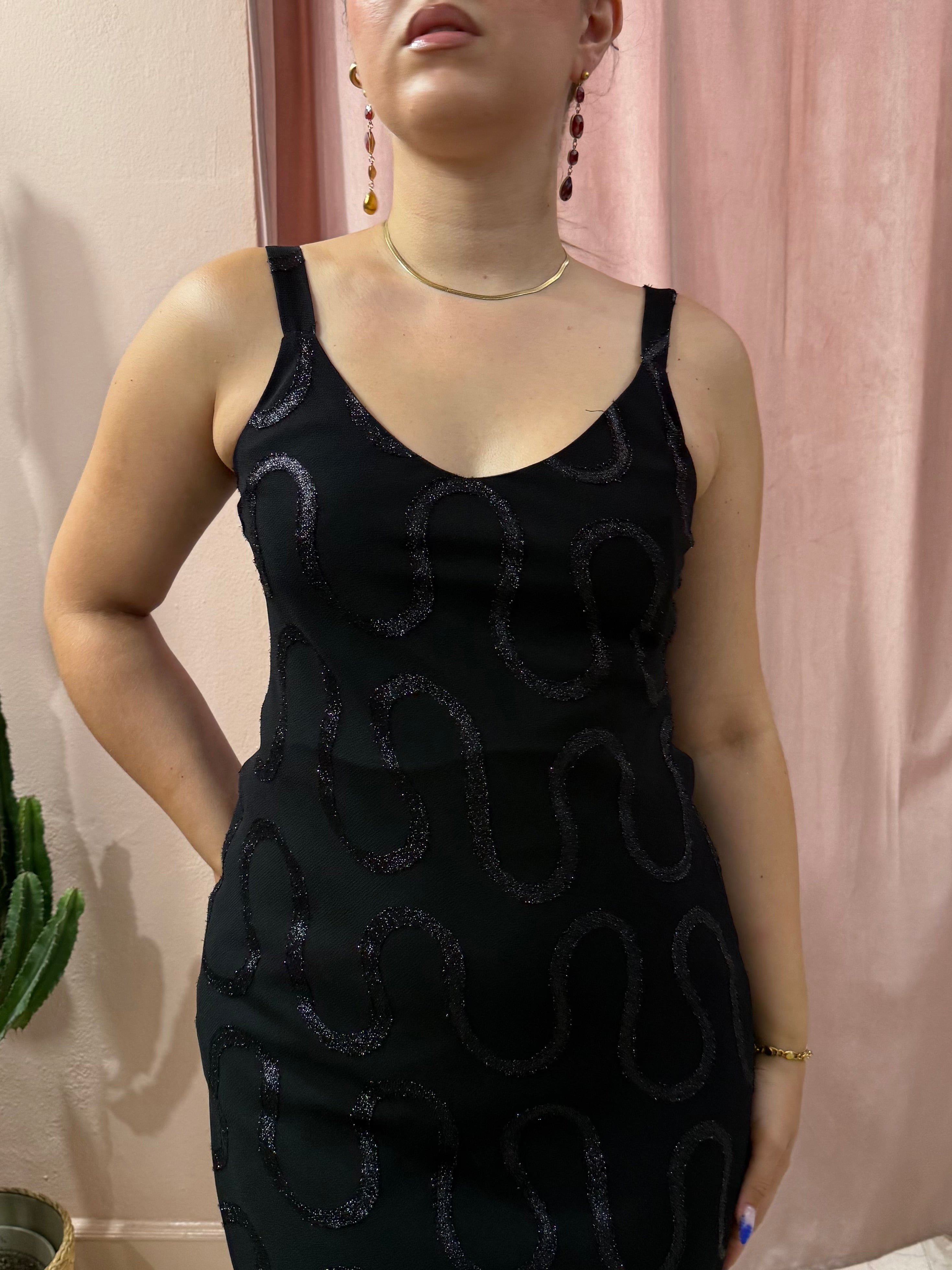 Vestito nero con inserti in lurex