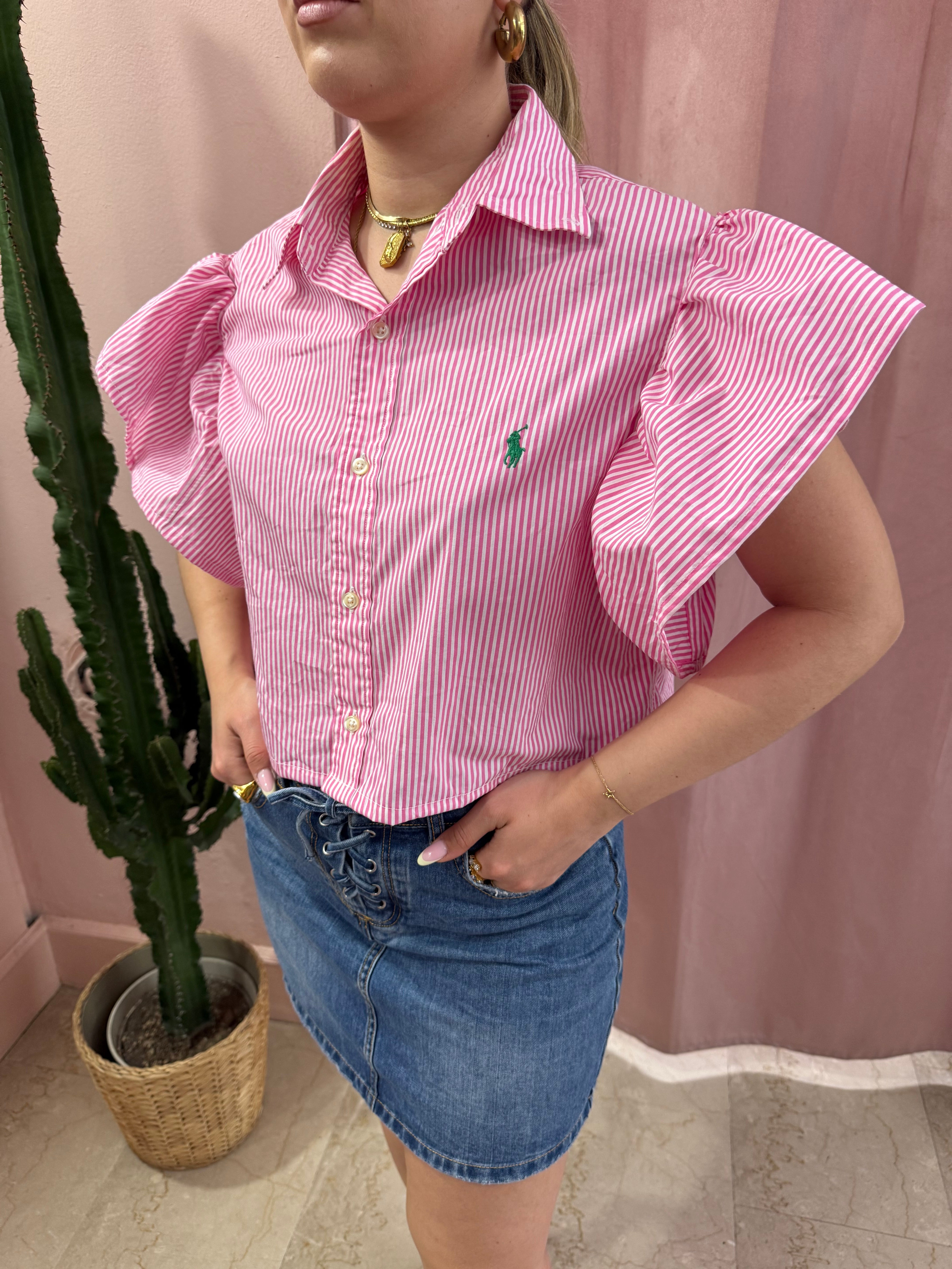 Camicia Ralph lauren upcycling rosa a righe