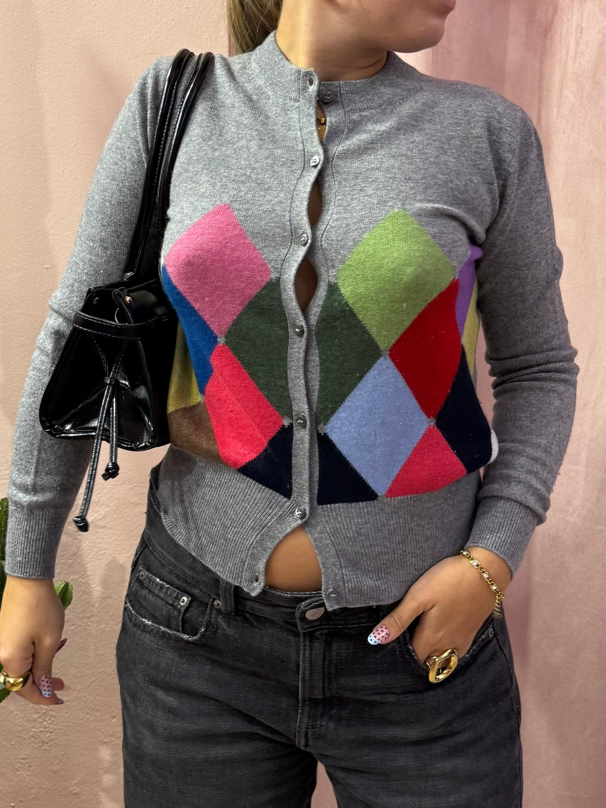 cardigan a rombi Ballantyne lana e cashmere