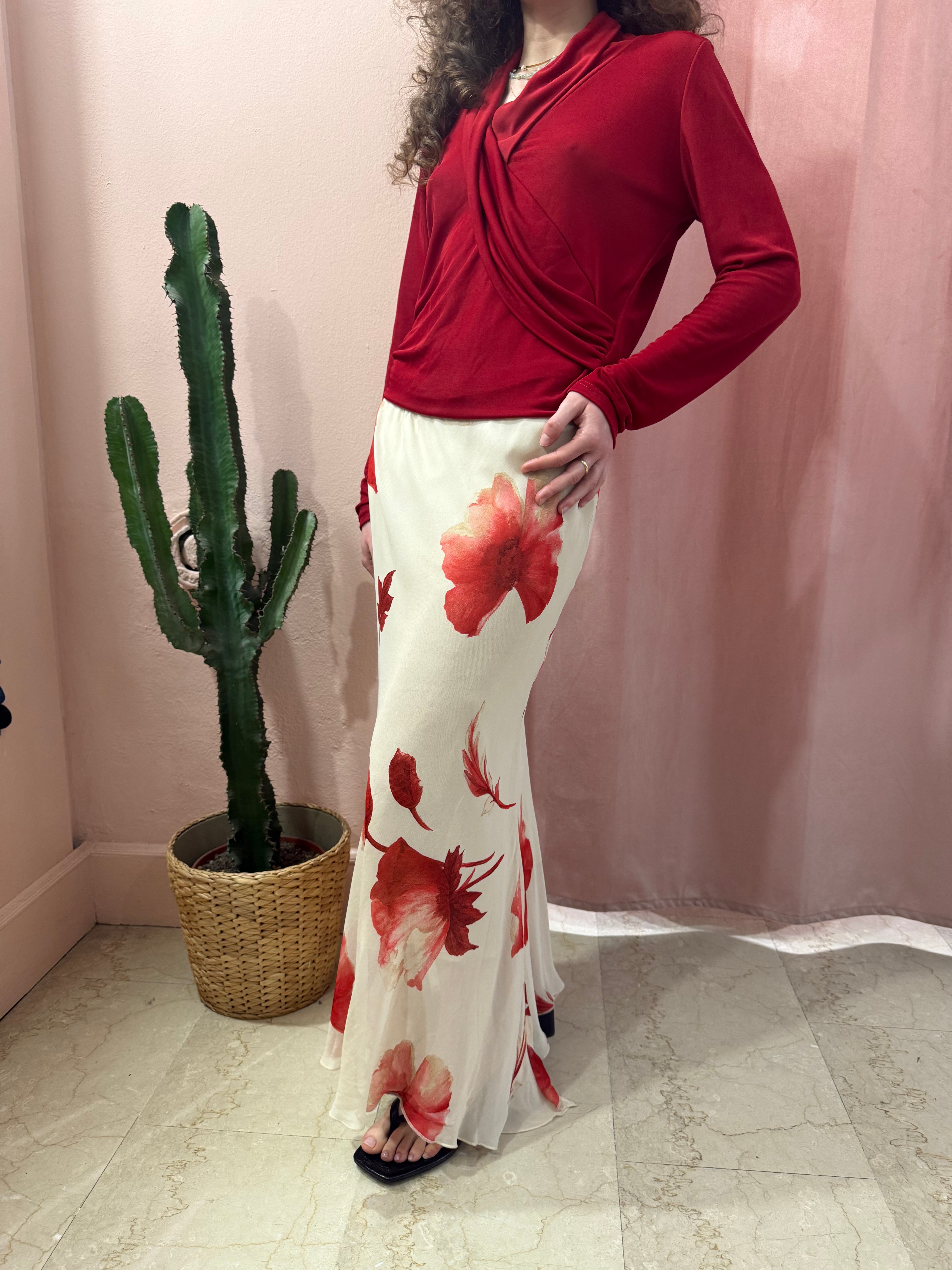 Maxi gonna anni 2000 fantasia fiori