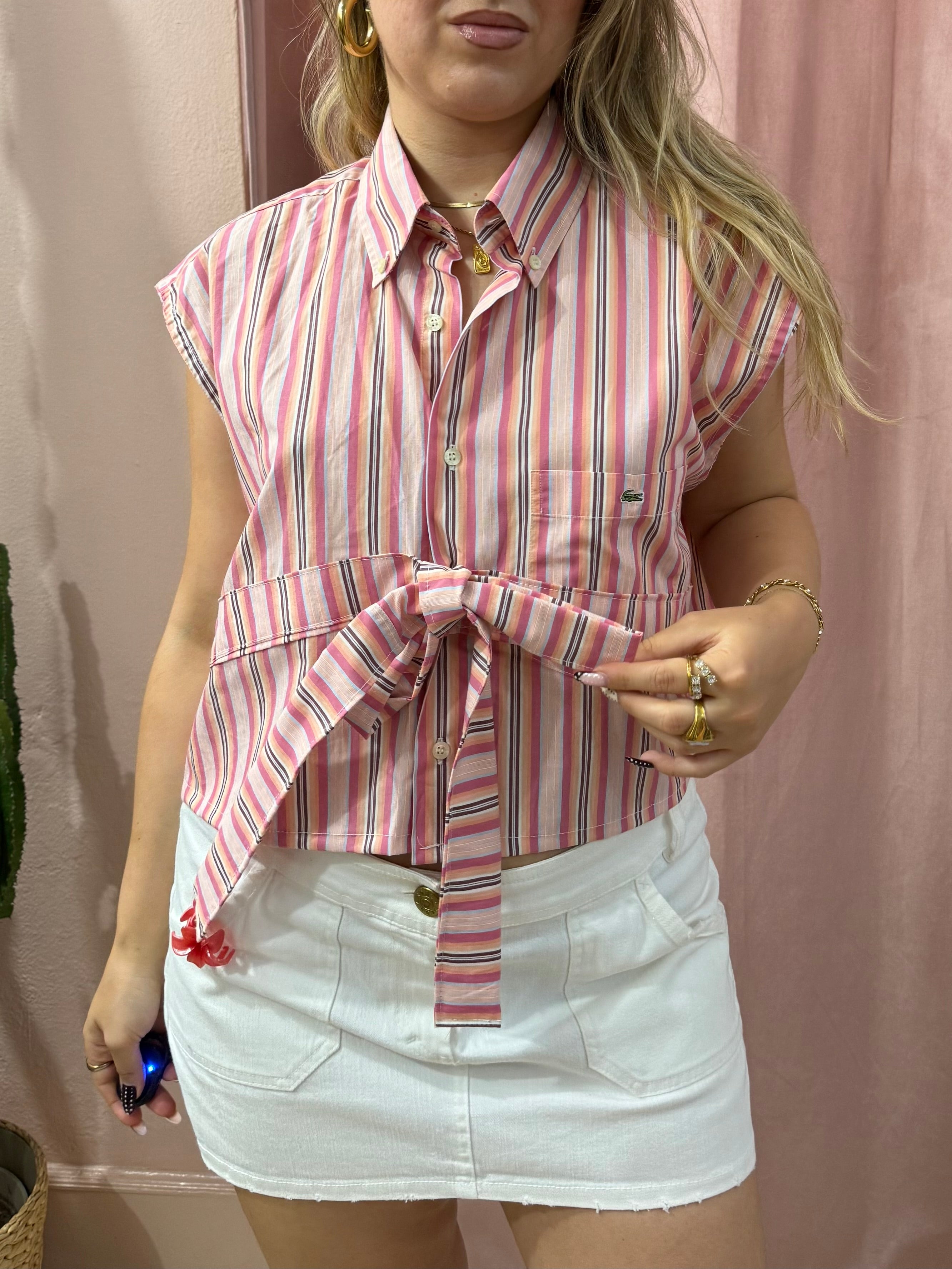 Camicia Lacoste upcycling fiocco