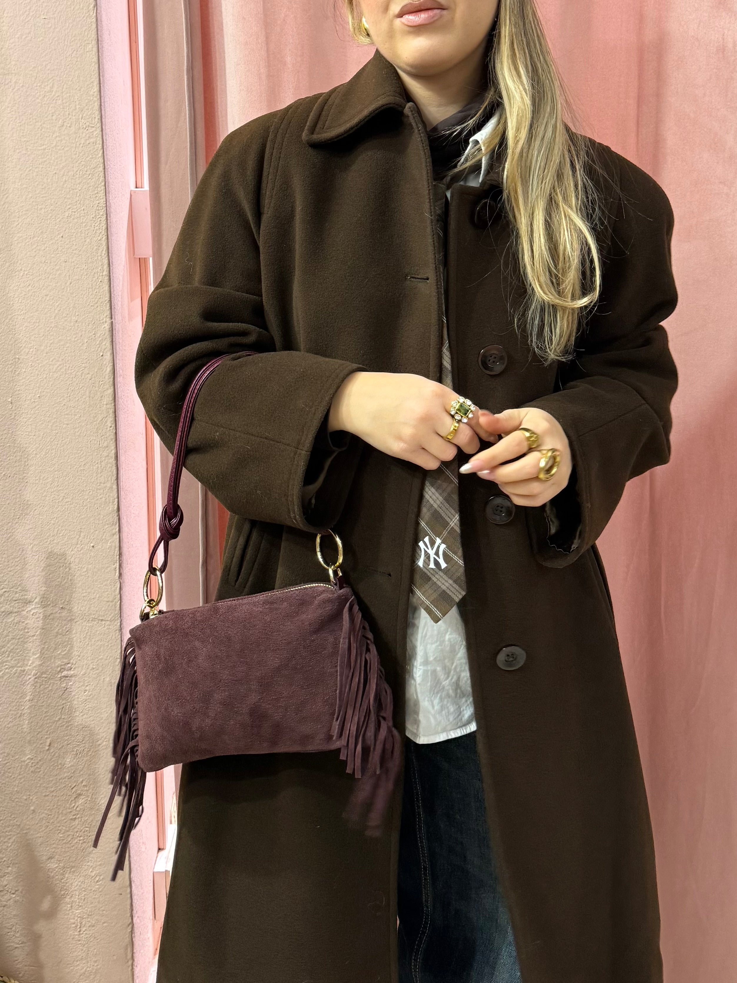 Borsa a spalla in vera pelle scamosciata più colori