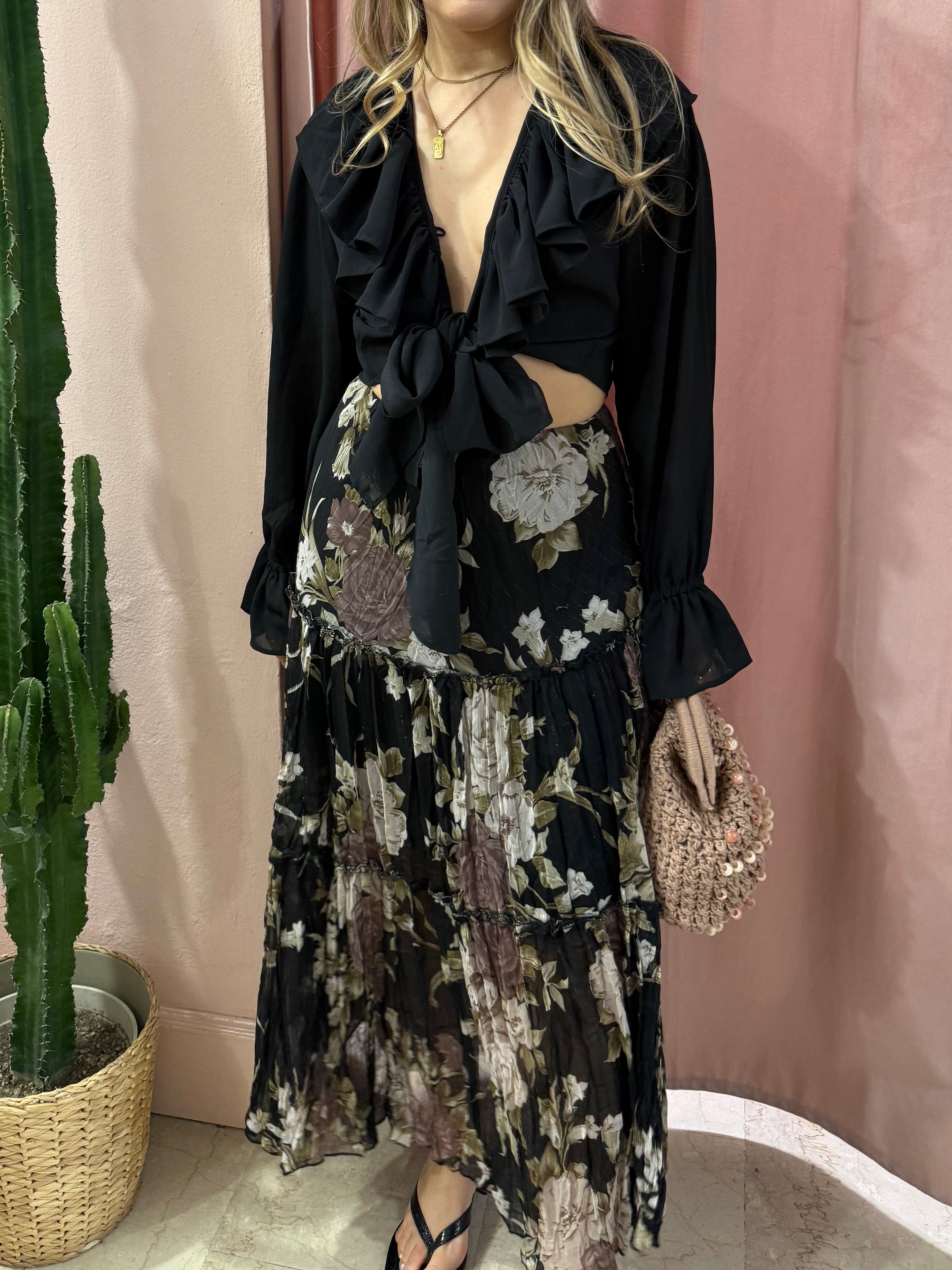 Maxi gonna svasata fantasia fiori