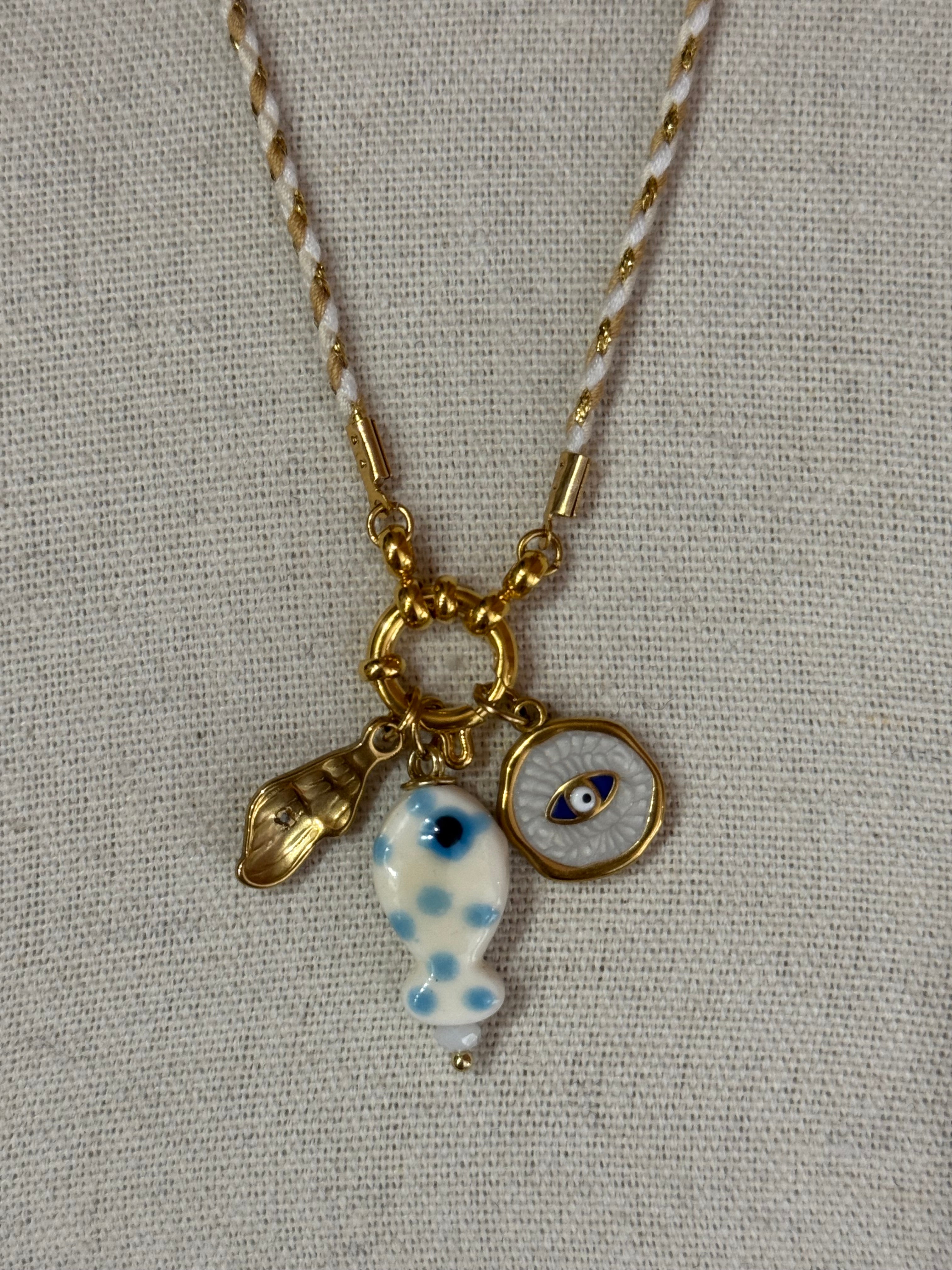 Collana in corda mix ciondoli pesci più colori