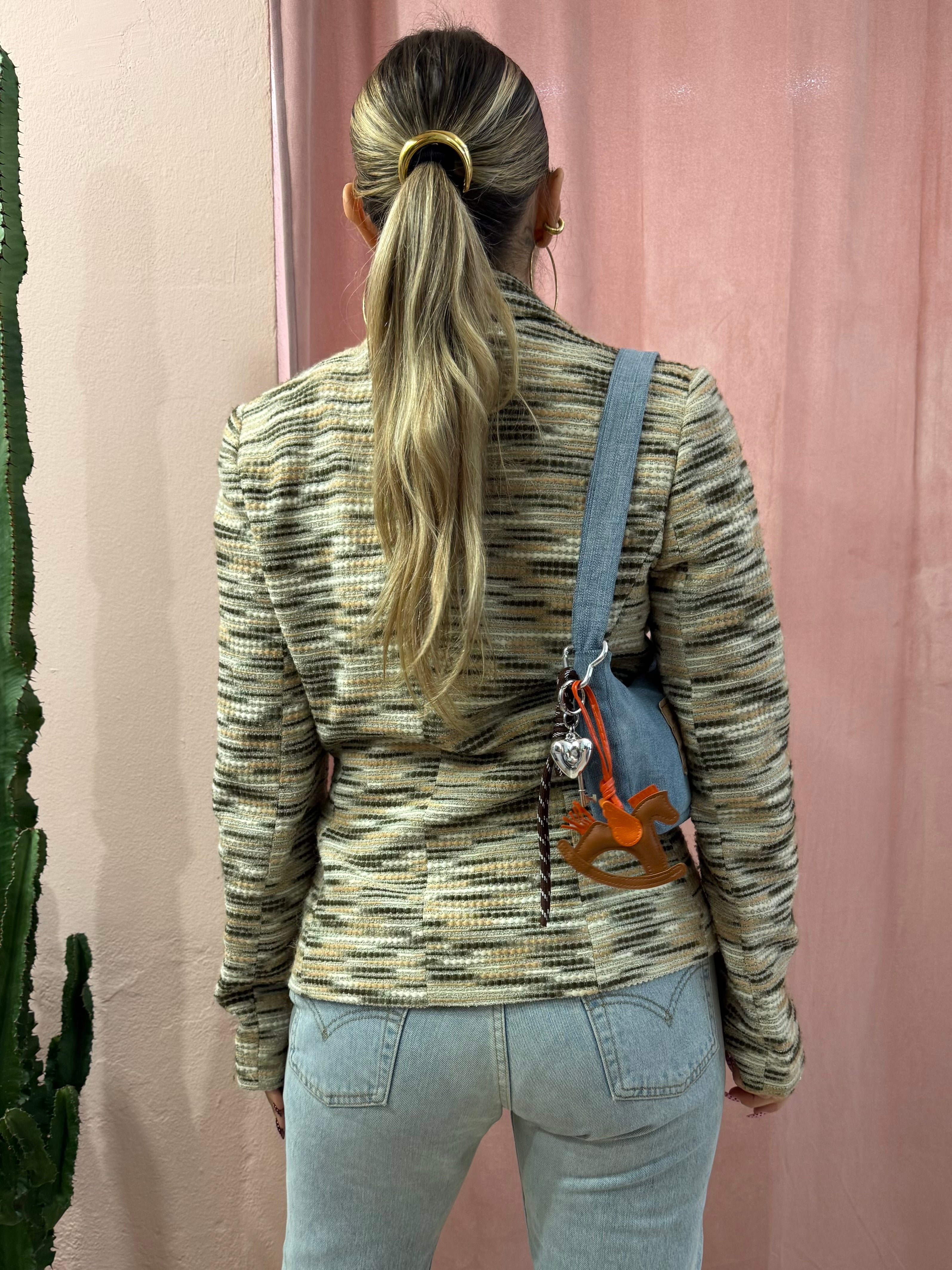 Blazer mélange con chiusura fiocco