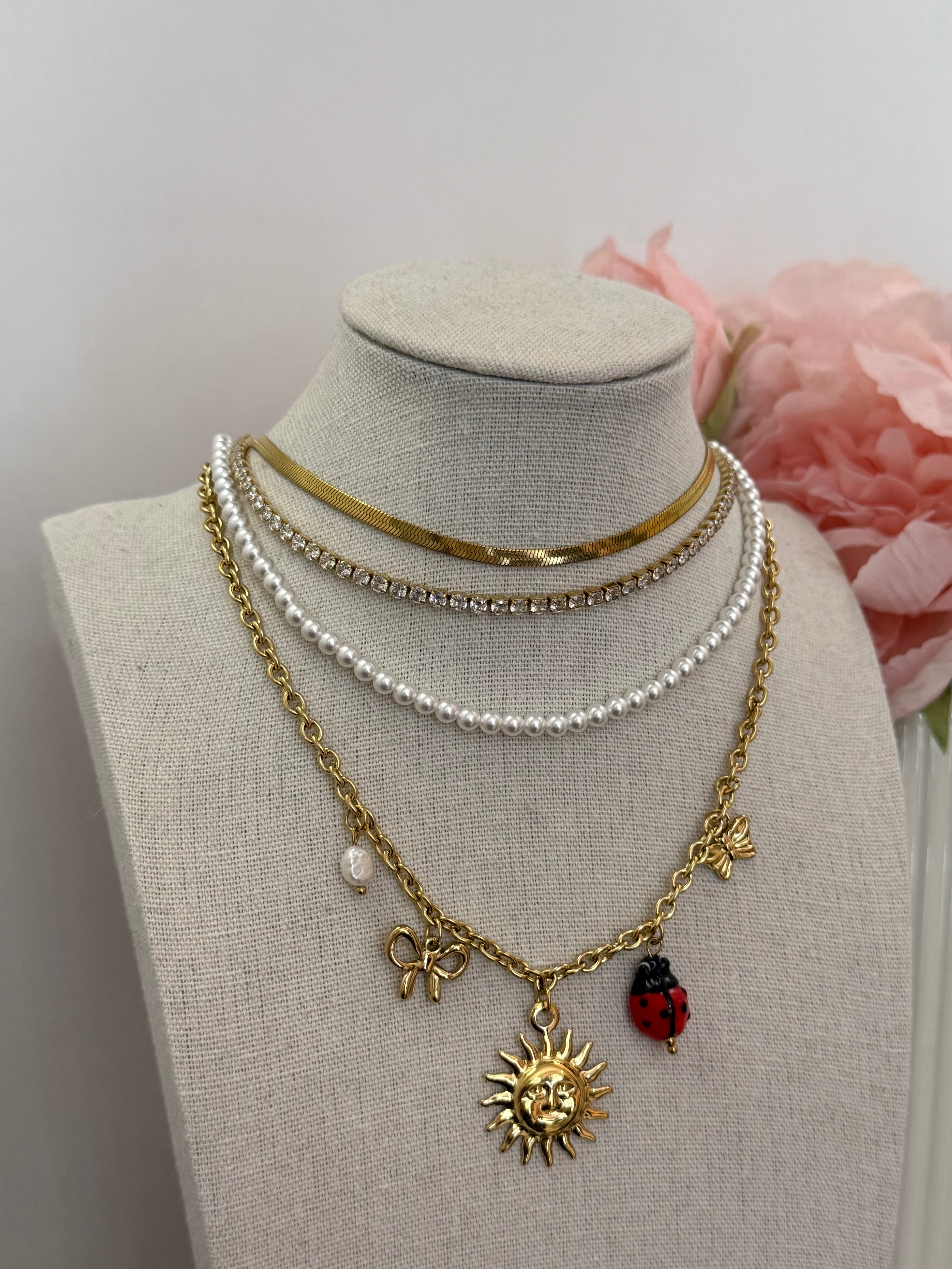 Collana multi charm sole gold