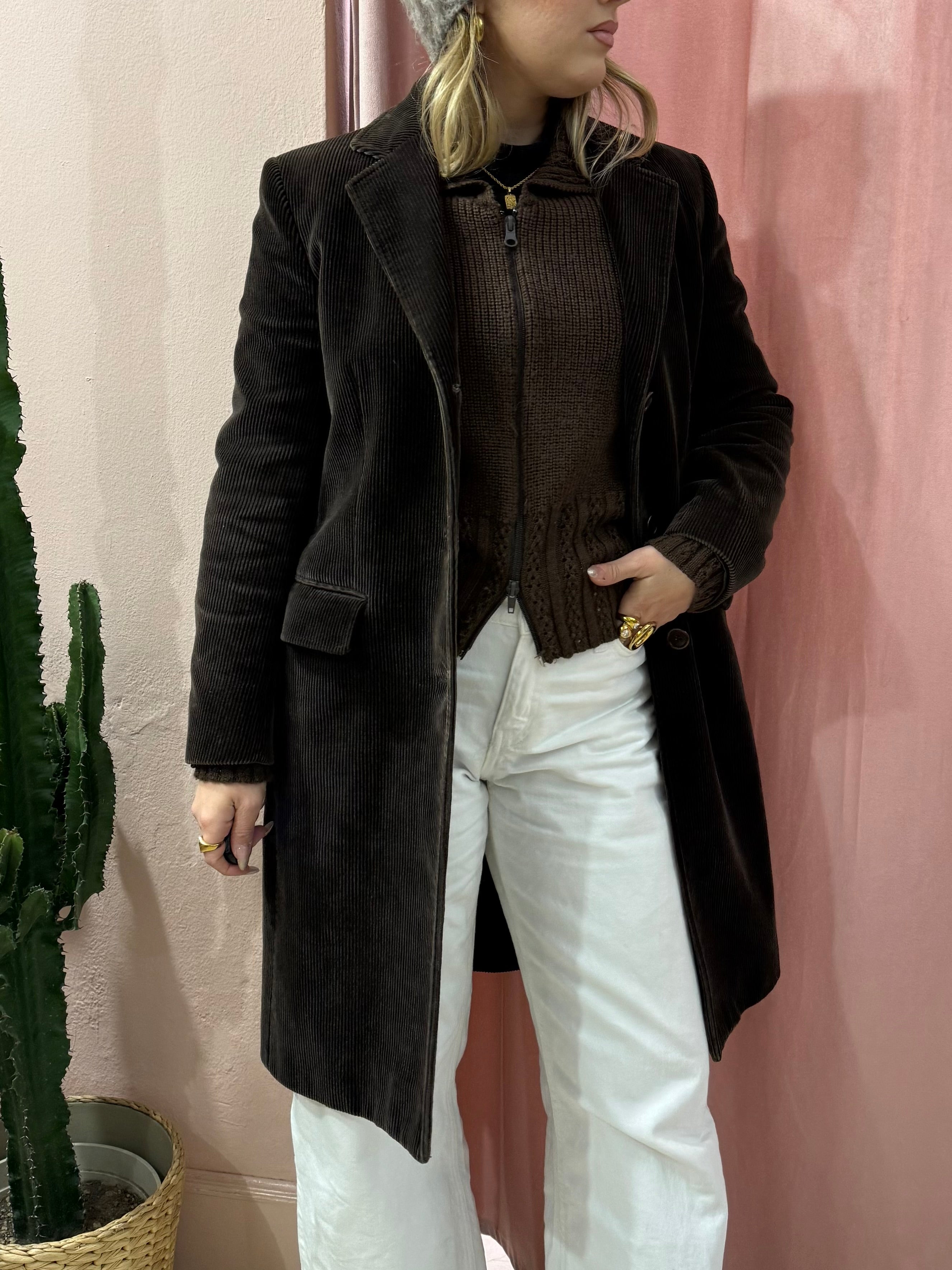 Giacca lunga Aspesi moro a costine