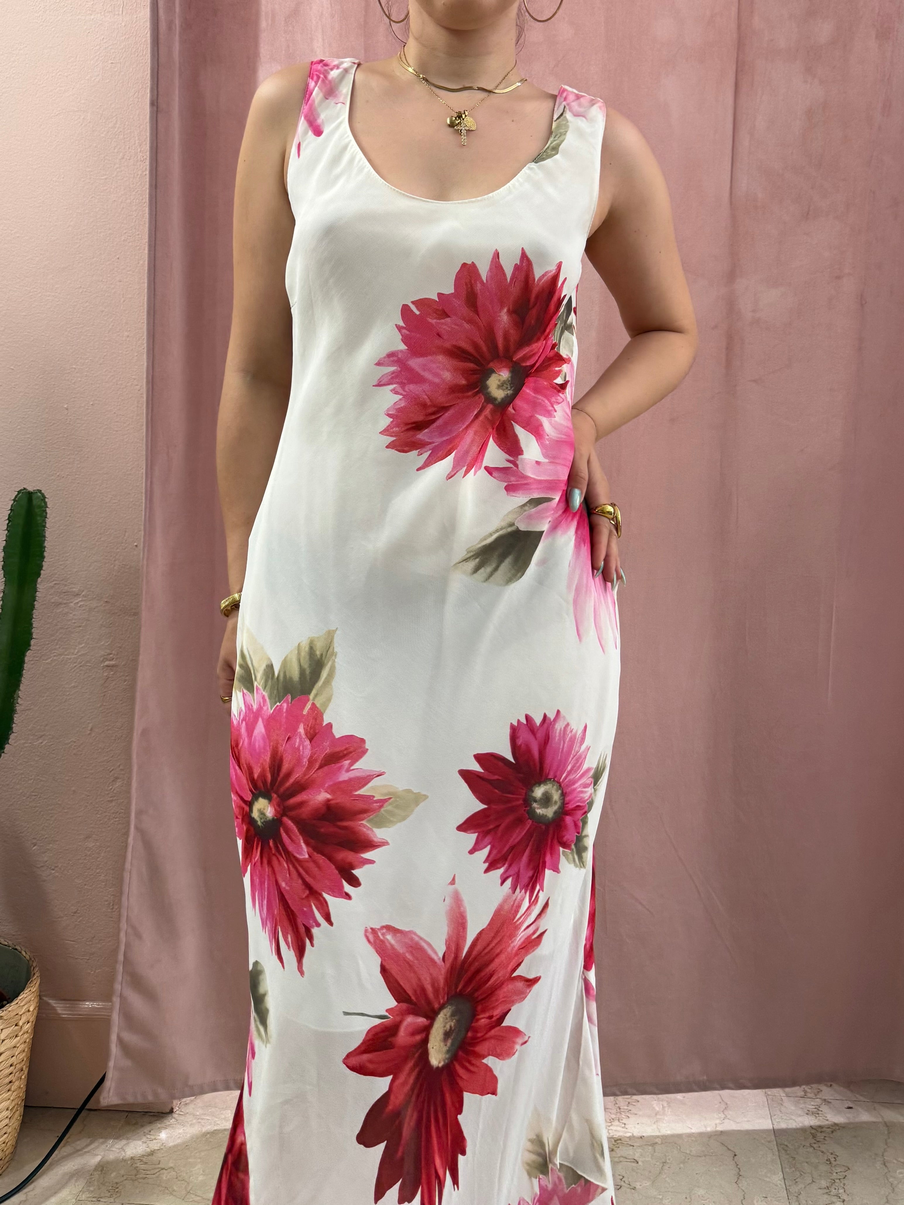Maxi vestito bianco in fantasia fiori
