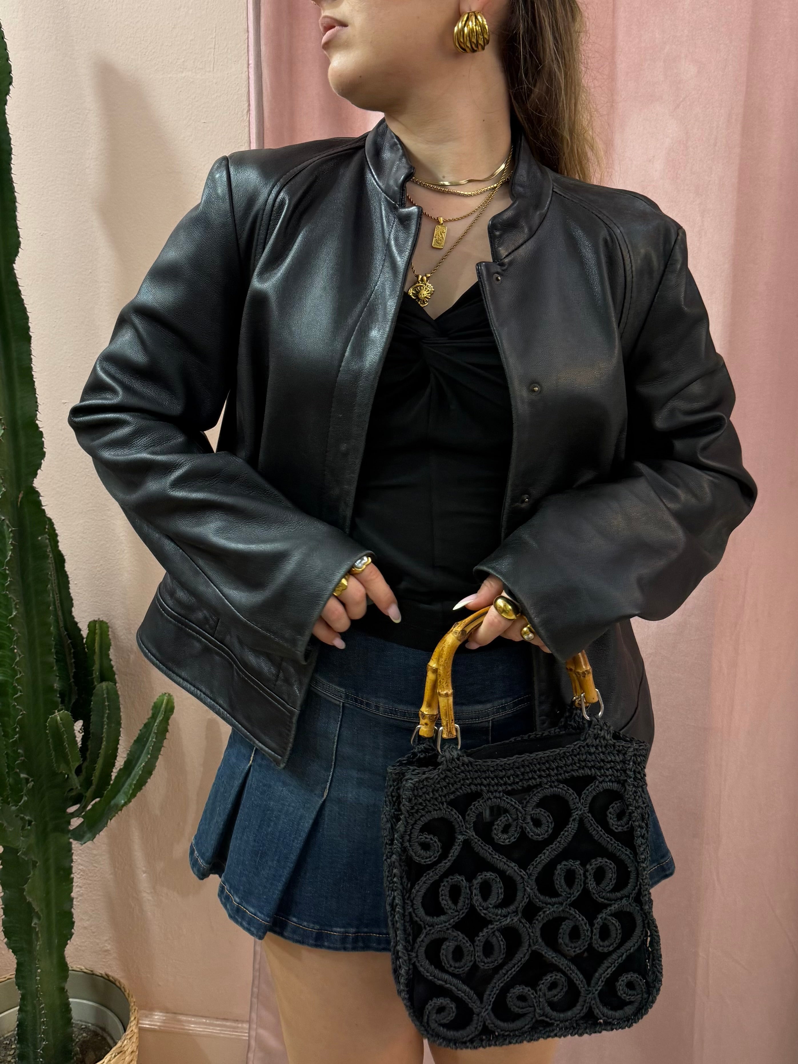 Giacca in vera pelle nera