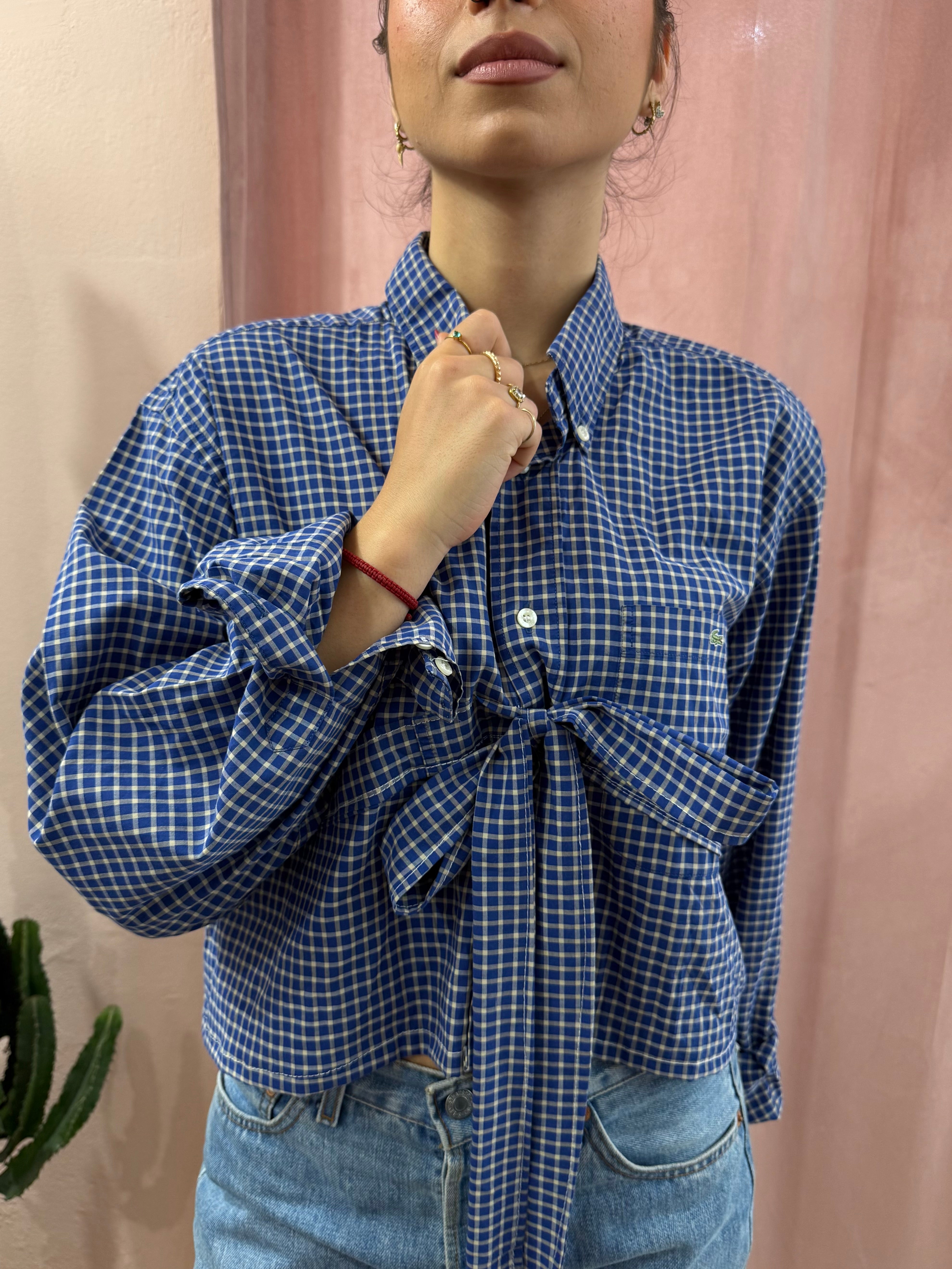 Camicia Lacoste upcycling quadretti blu