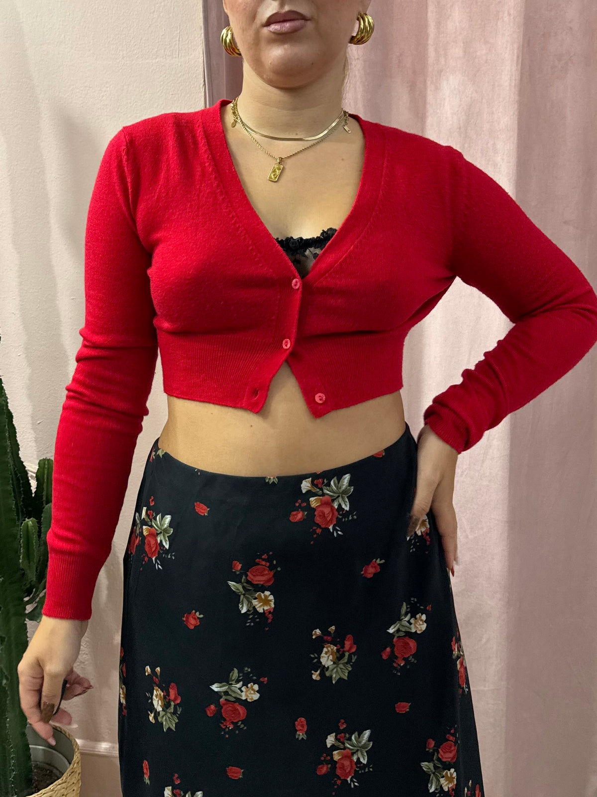 Cardigan Twinset rosso in lana