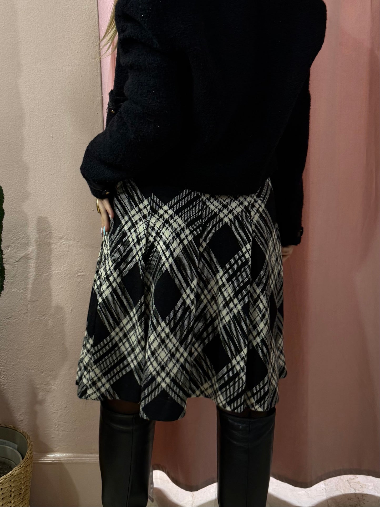Gonna tartan bianca e nera