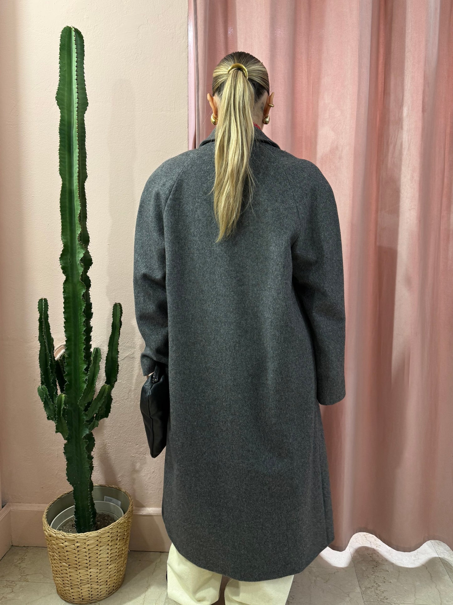 Maxi cappotto grigio in lana