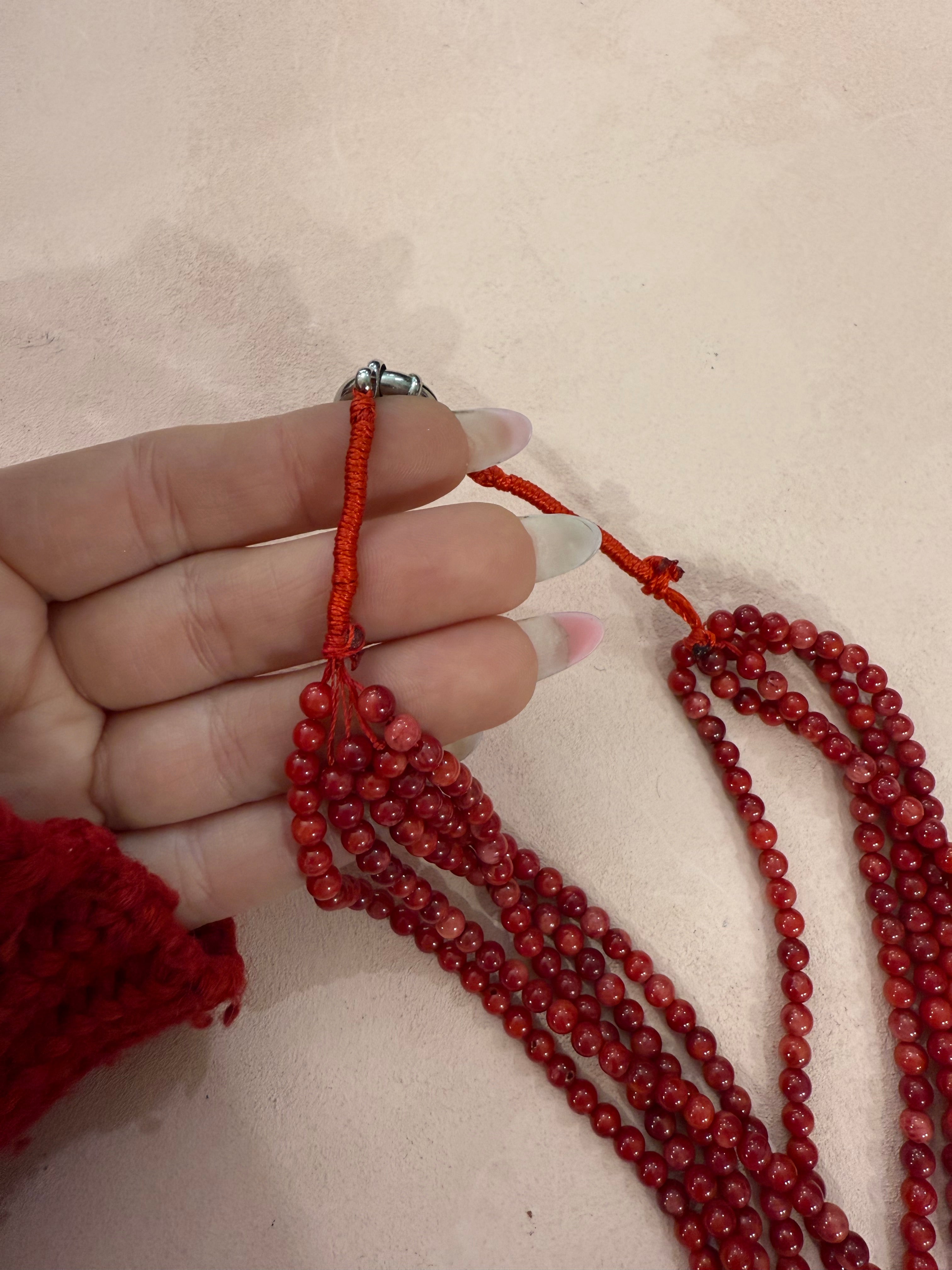 Collana vintage torchon in corallo