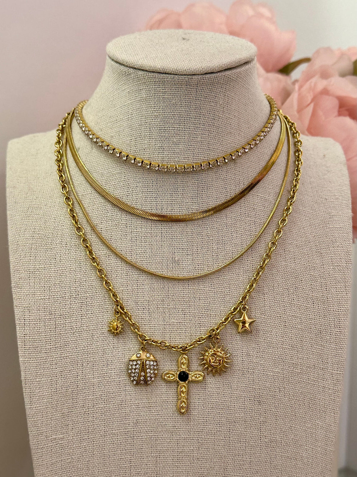 collana multicharm croce