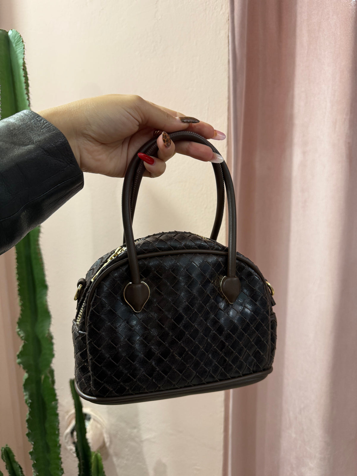 Borsa intrecciata moro