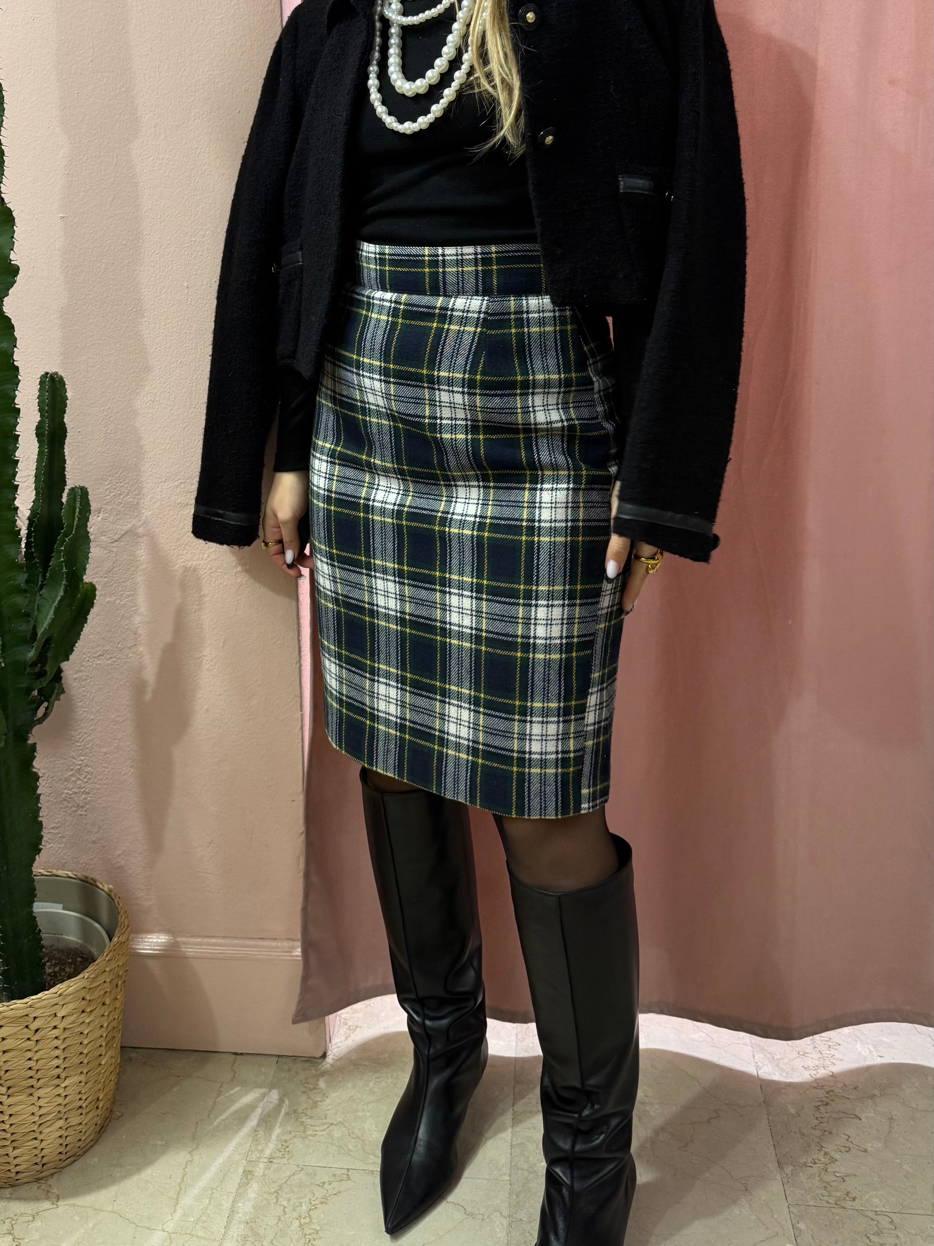 Gonna tartan tubino in lana