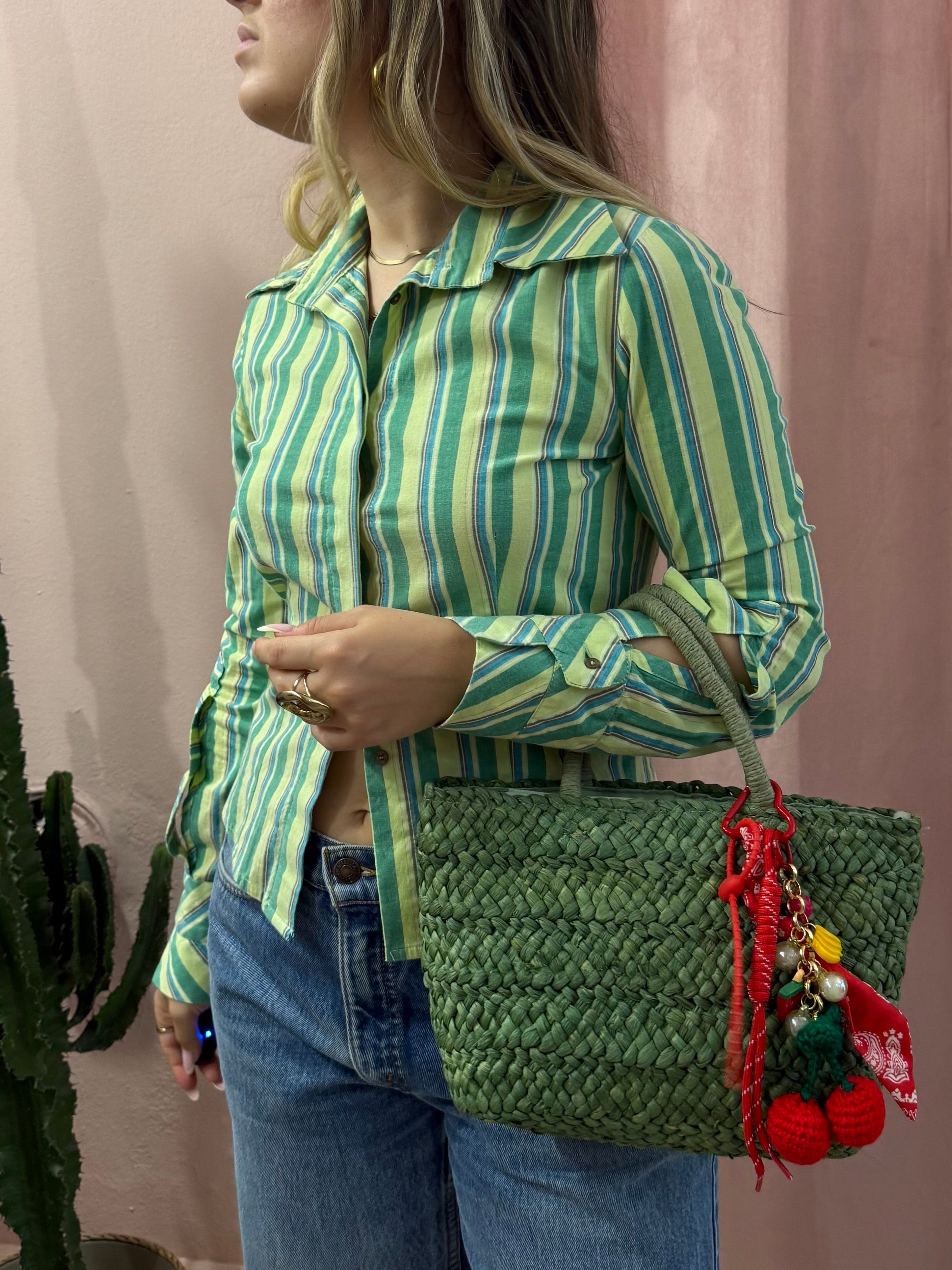 Borsa in paglia verde
