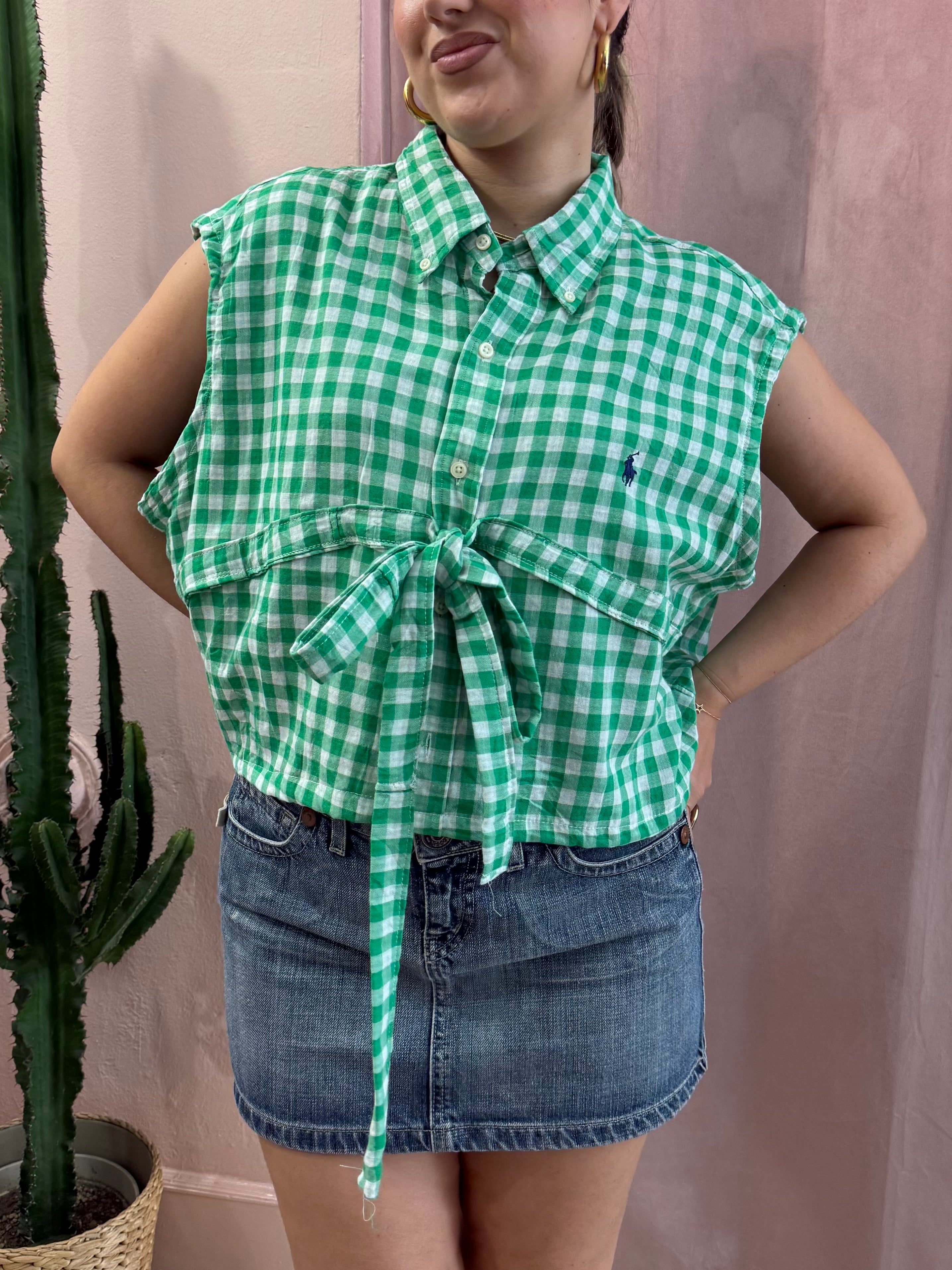 Camicia Ralph Laurent upcycling vichy verde