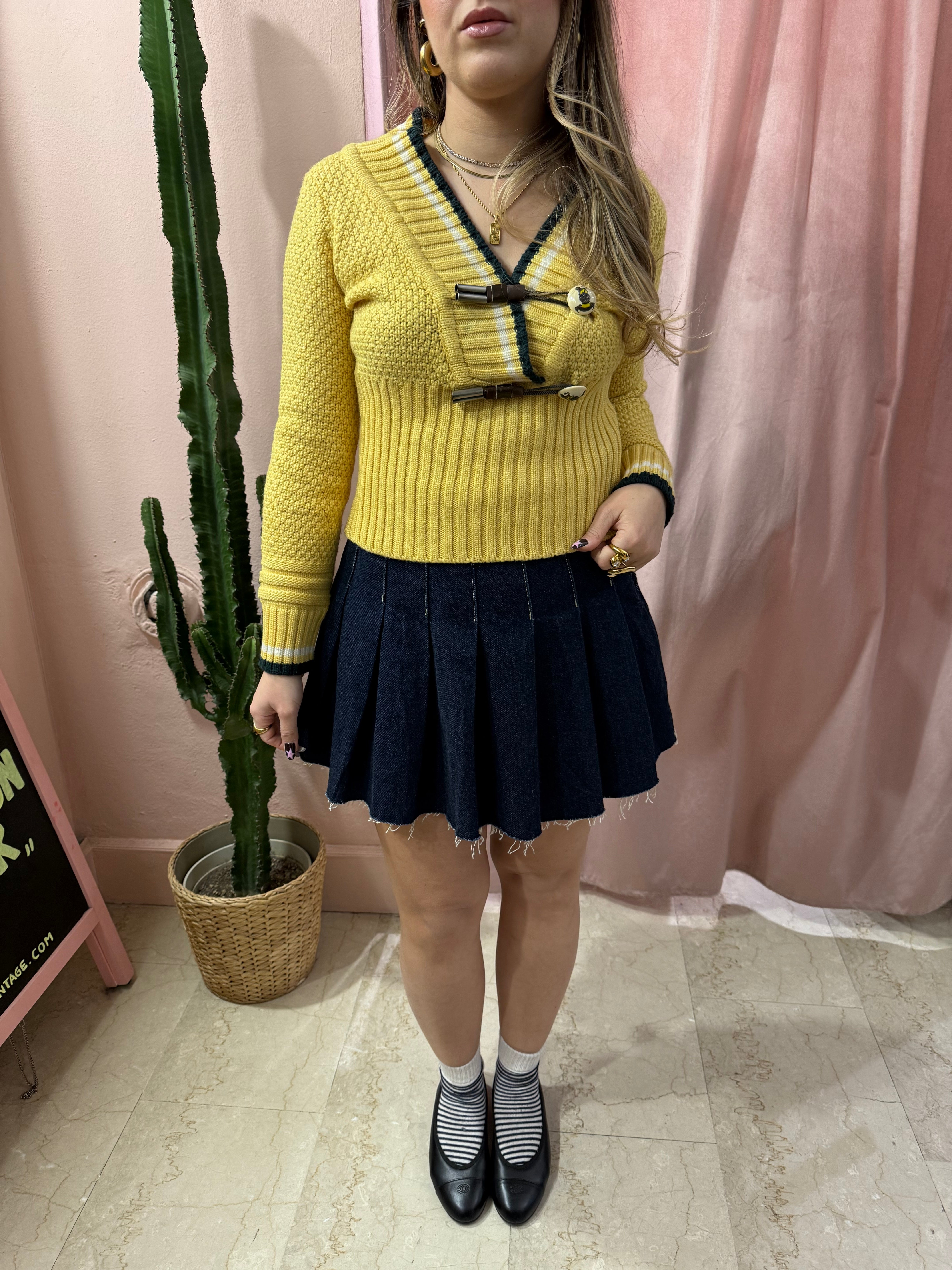 Maglione crop giallo 00s