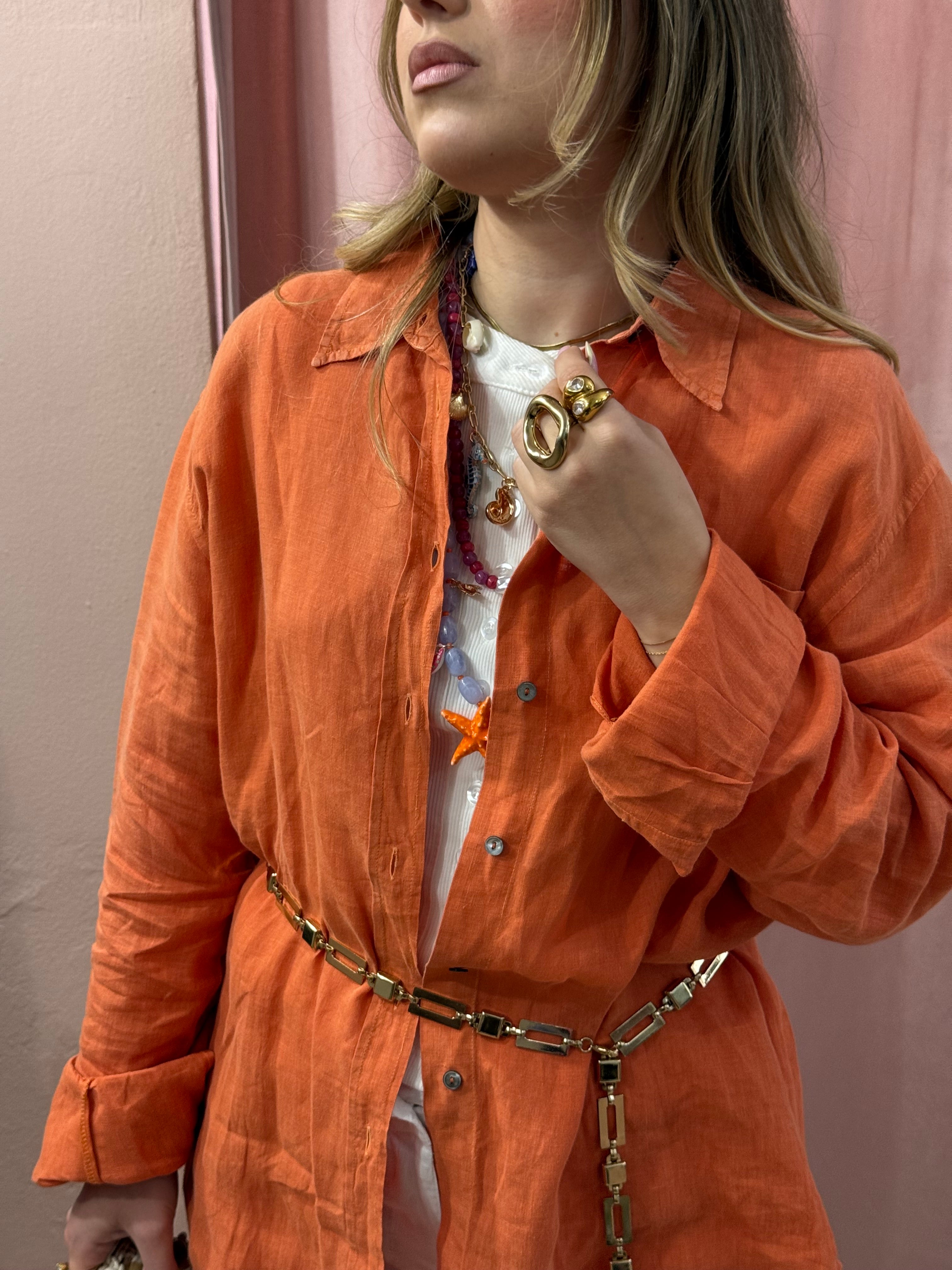 Camicia Max Mara weekend arancio in lino