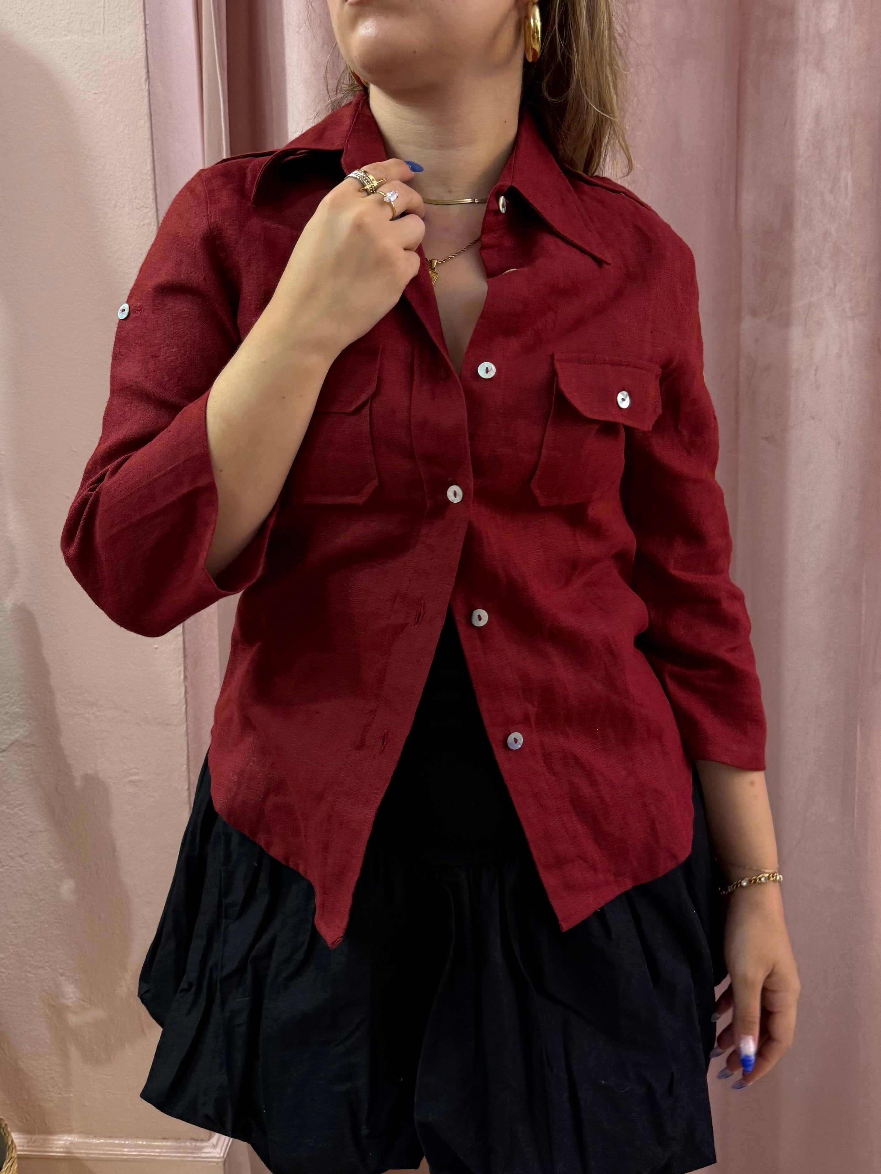 Camicia Bordeaux in lino