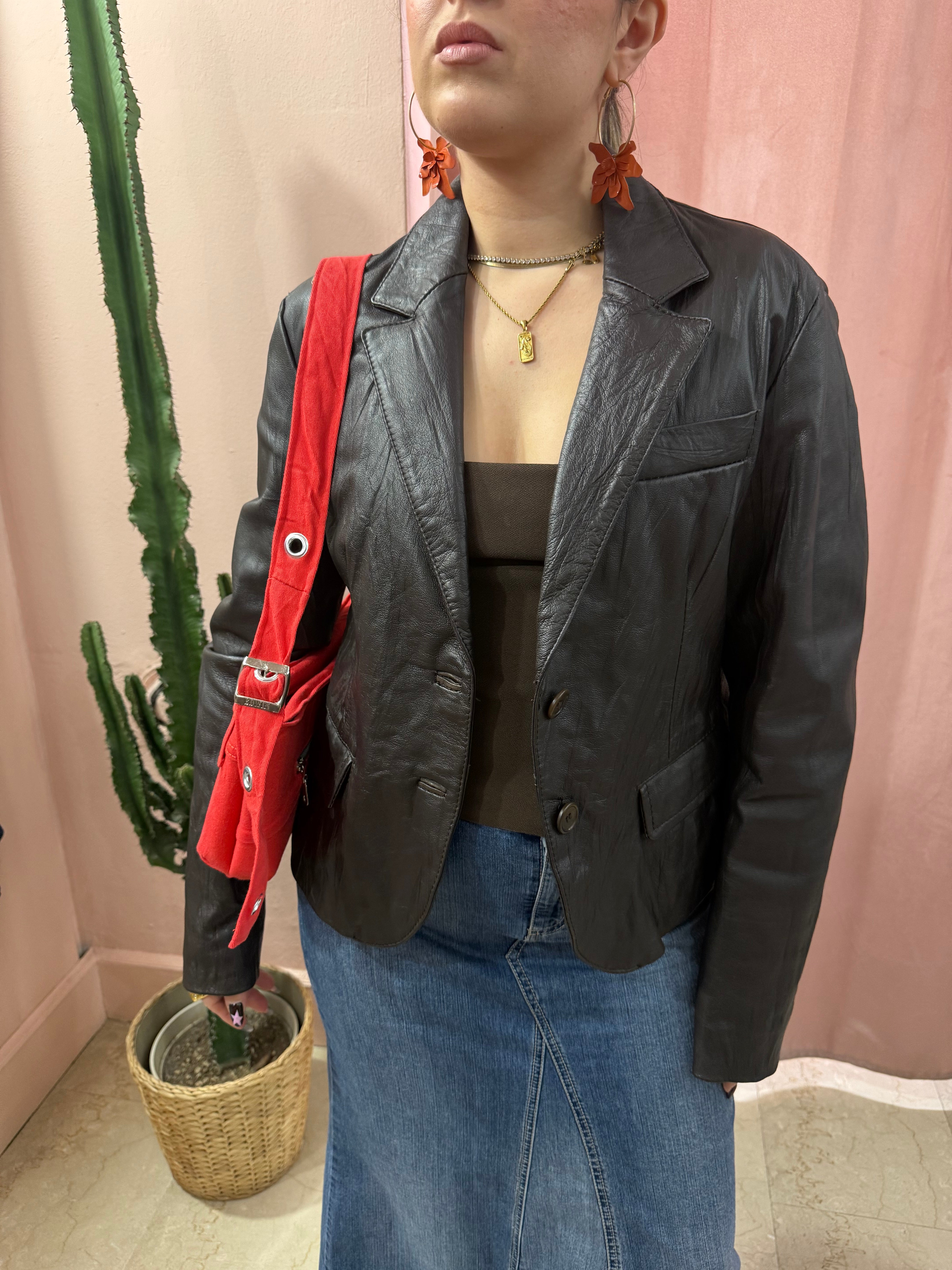 Blazer in pelle cioccolato