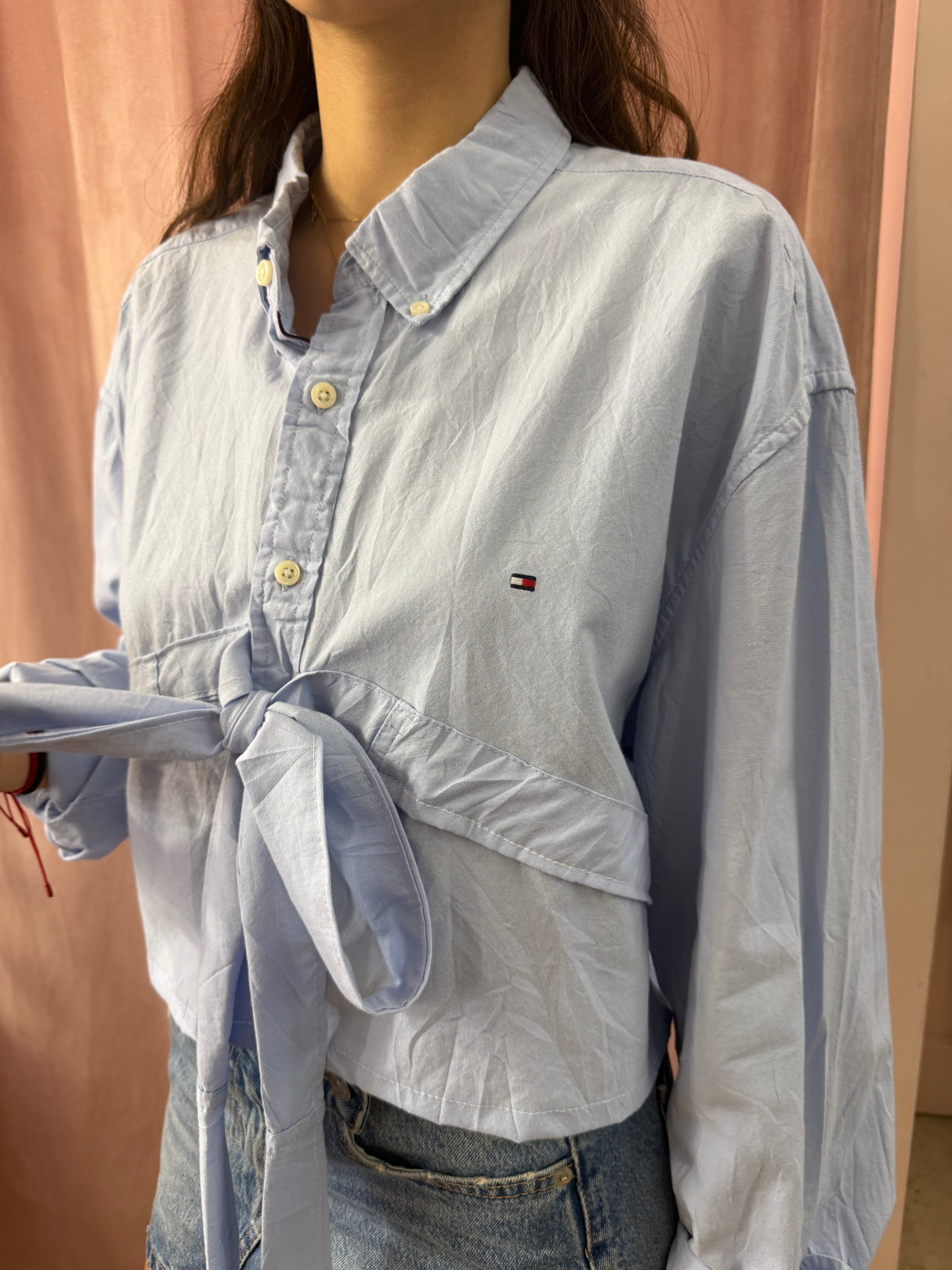 Camicia Tommy Hilfiger upcycling azzurra
