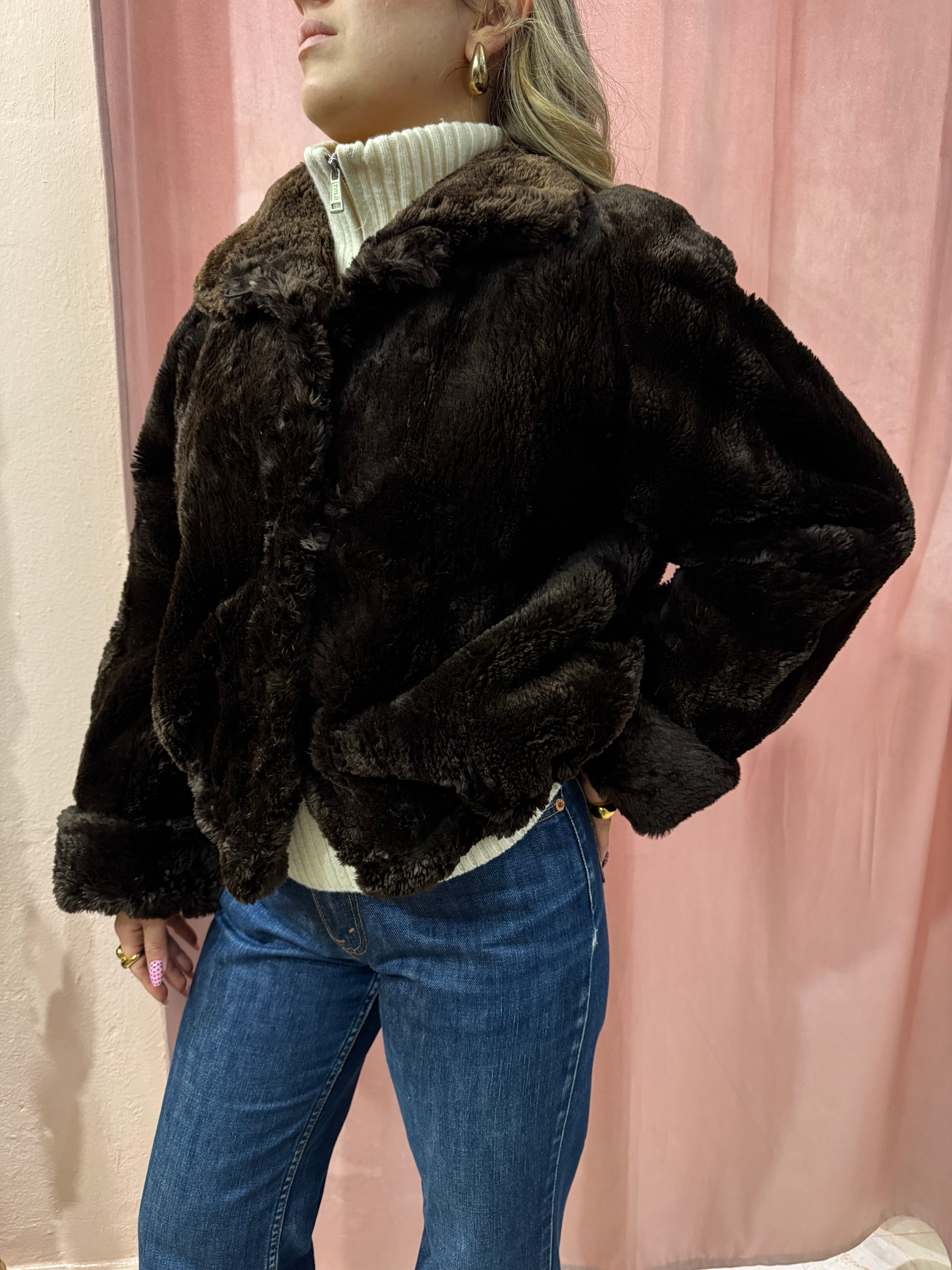 Pelliccia crop in castoro rasato