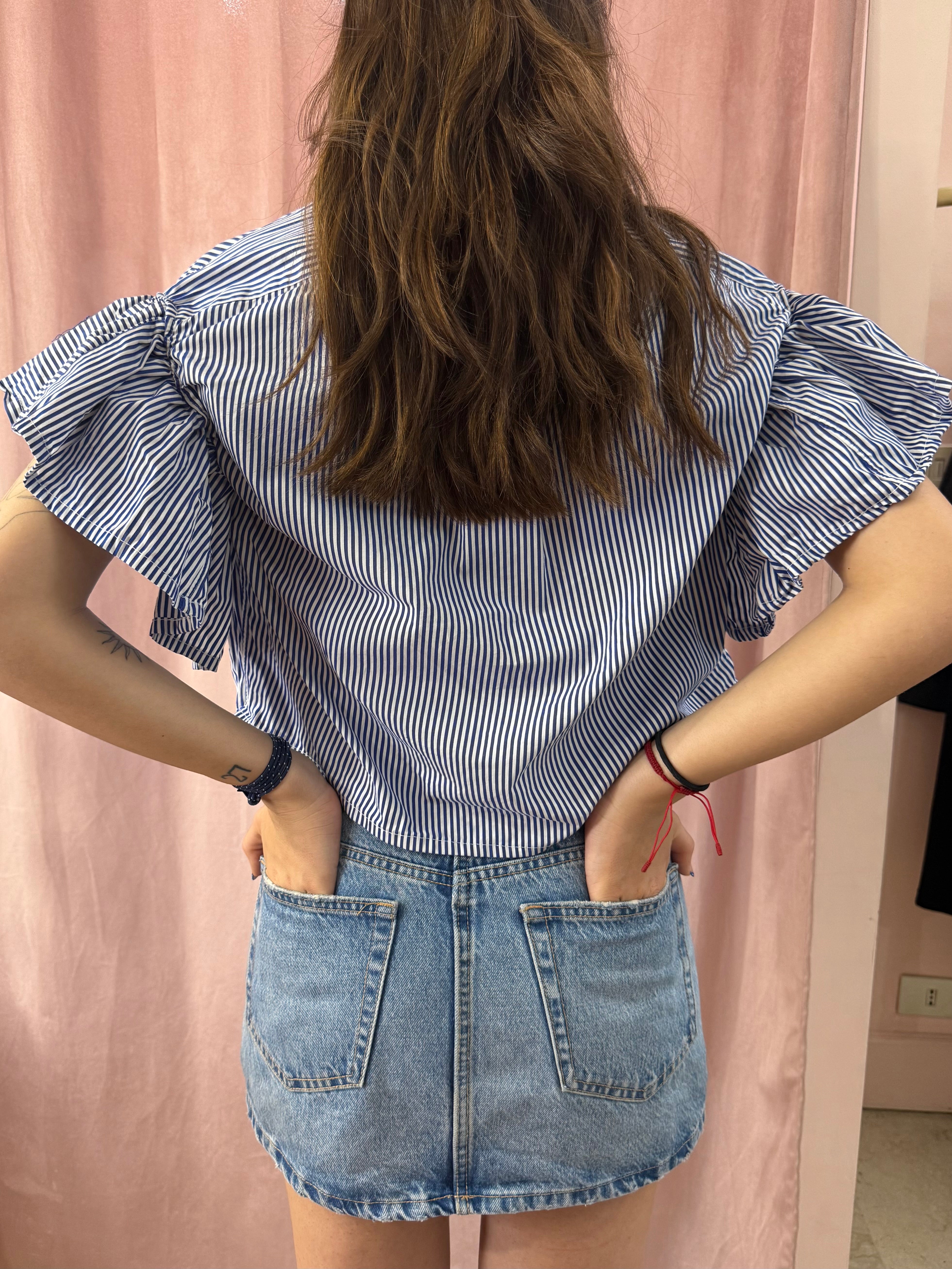 Camicia Ralph Lauren upcycling volant righe
