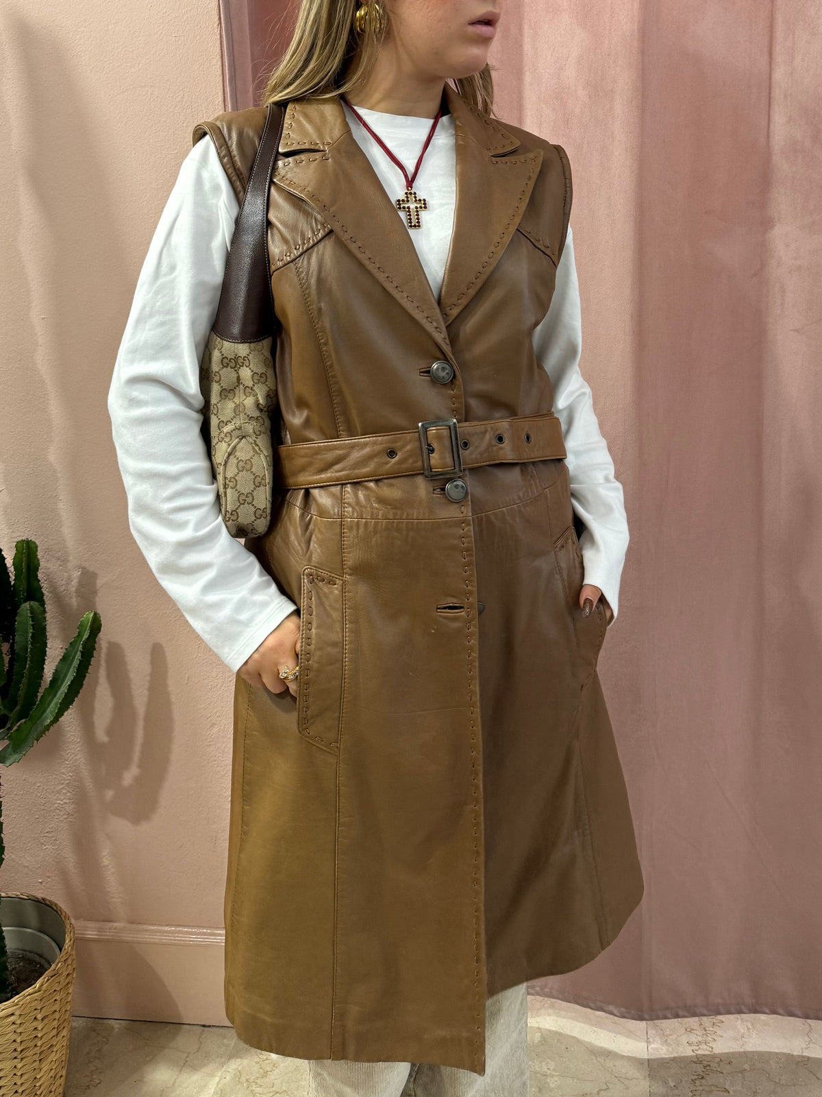 Smanicato in vera pelle biscotto