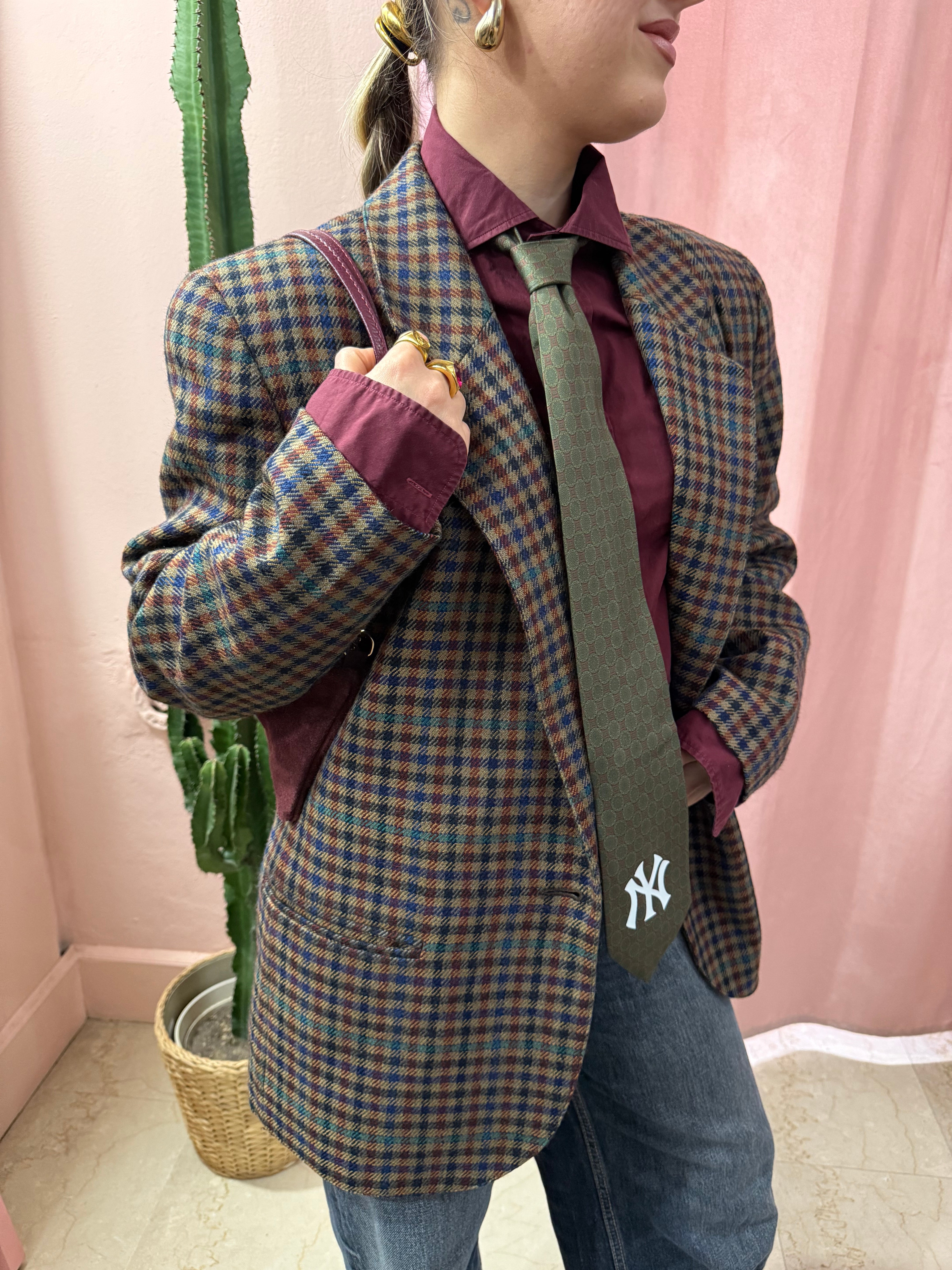 Blazer vintage Krizia a quadretti in pura lana