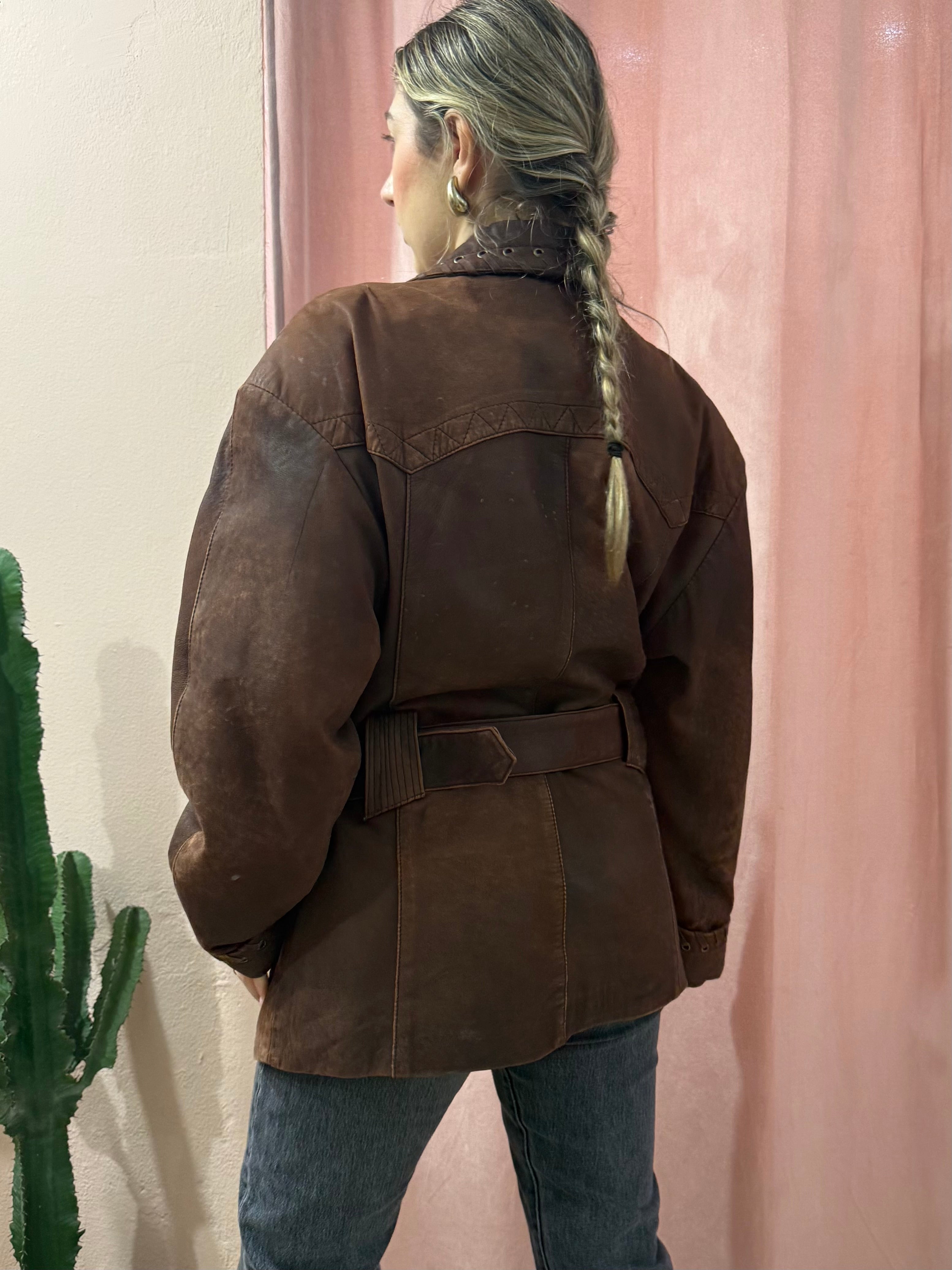 Giacca vintage in vera pelle invecchiata