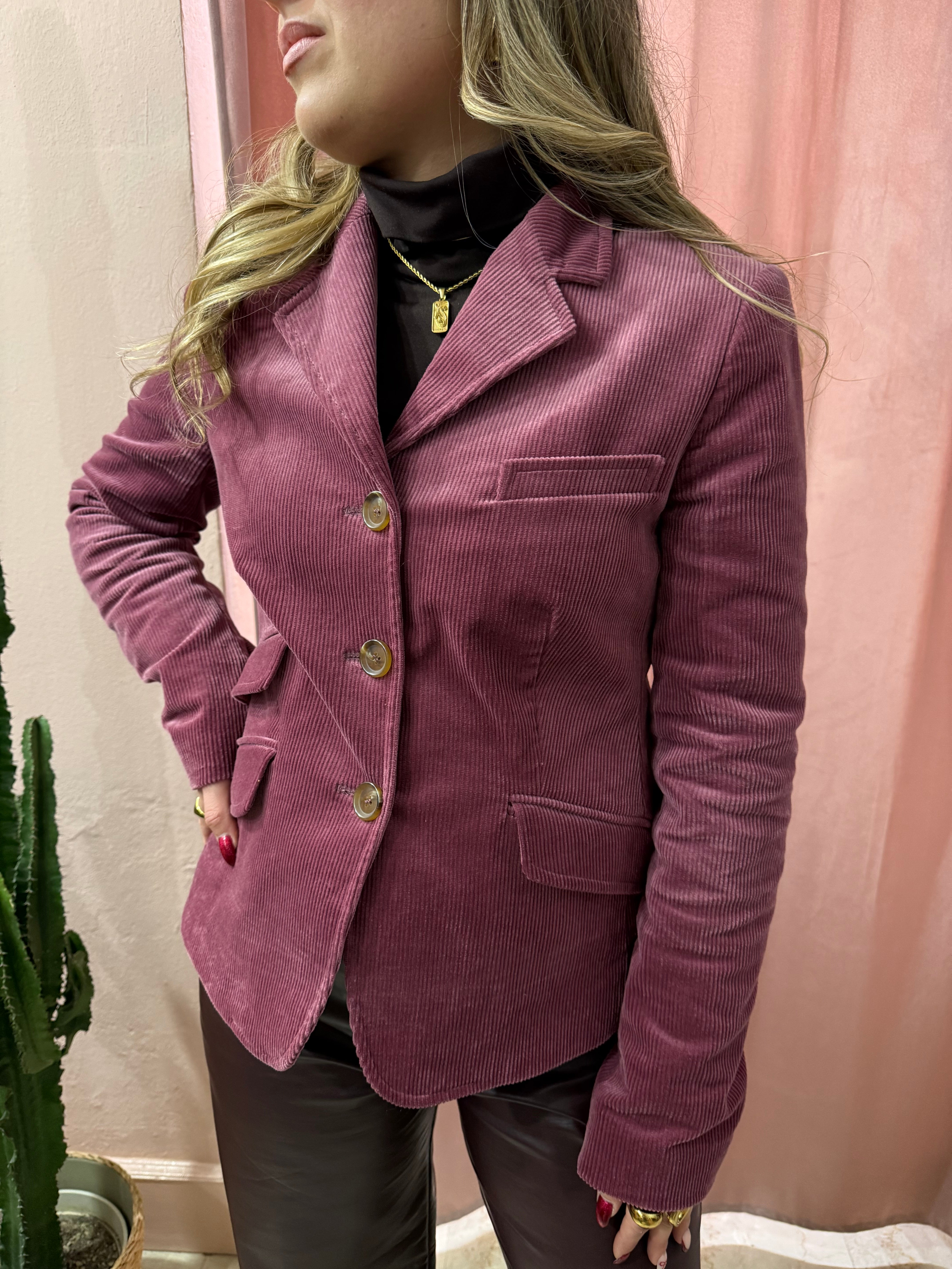 Blazer 00s a costine rosa antico