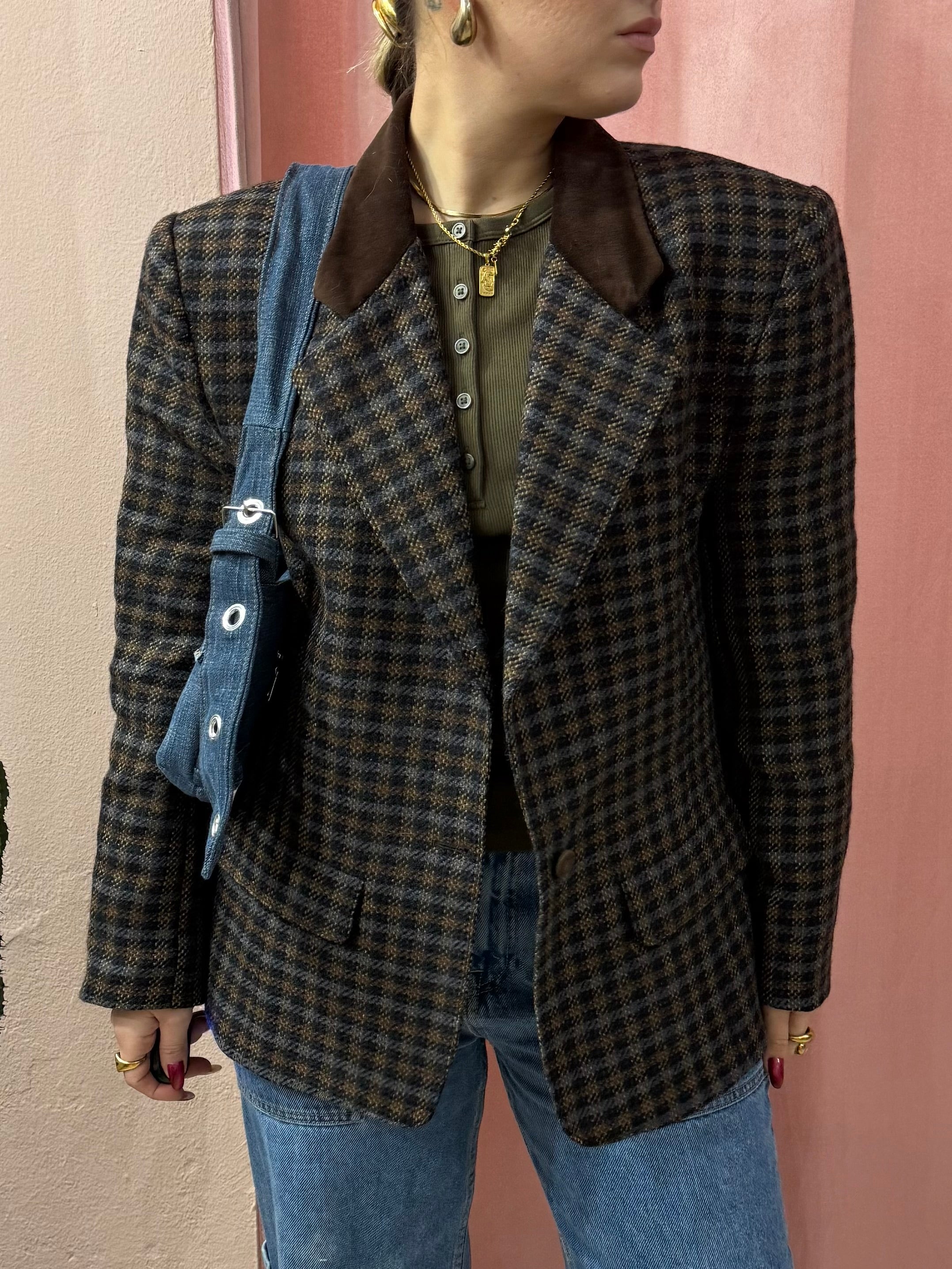 Blazer vintage in lana a quadretti