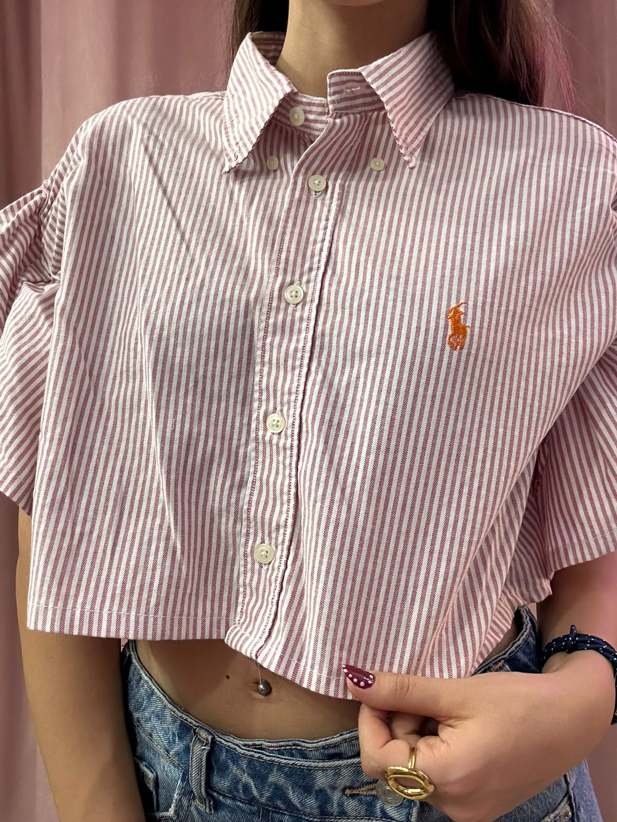 Camicia Ralph Lauren upcycling volant righe