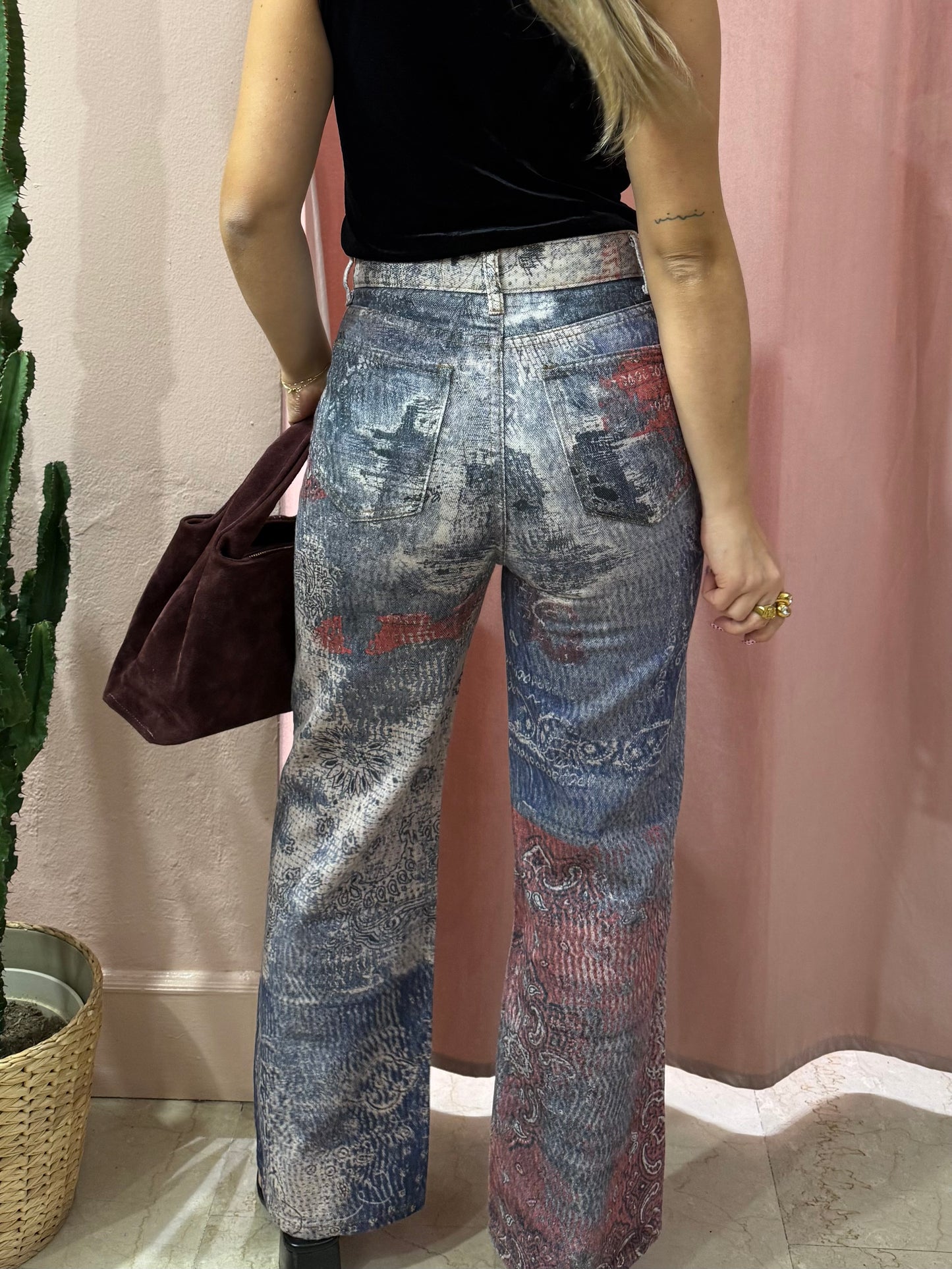 Pantalone wide leg stampa bandana